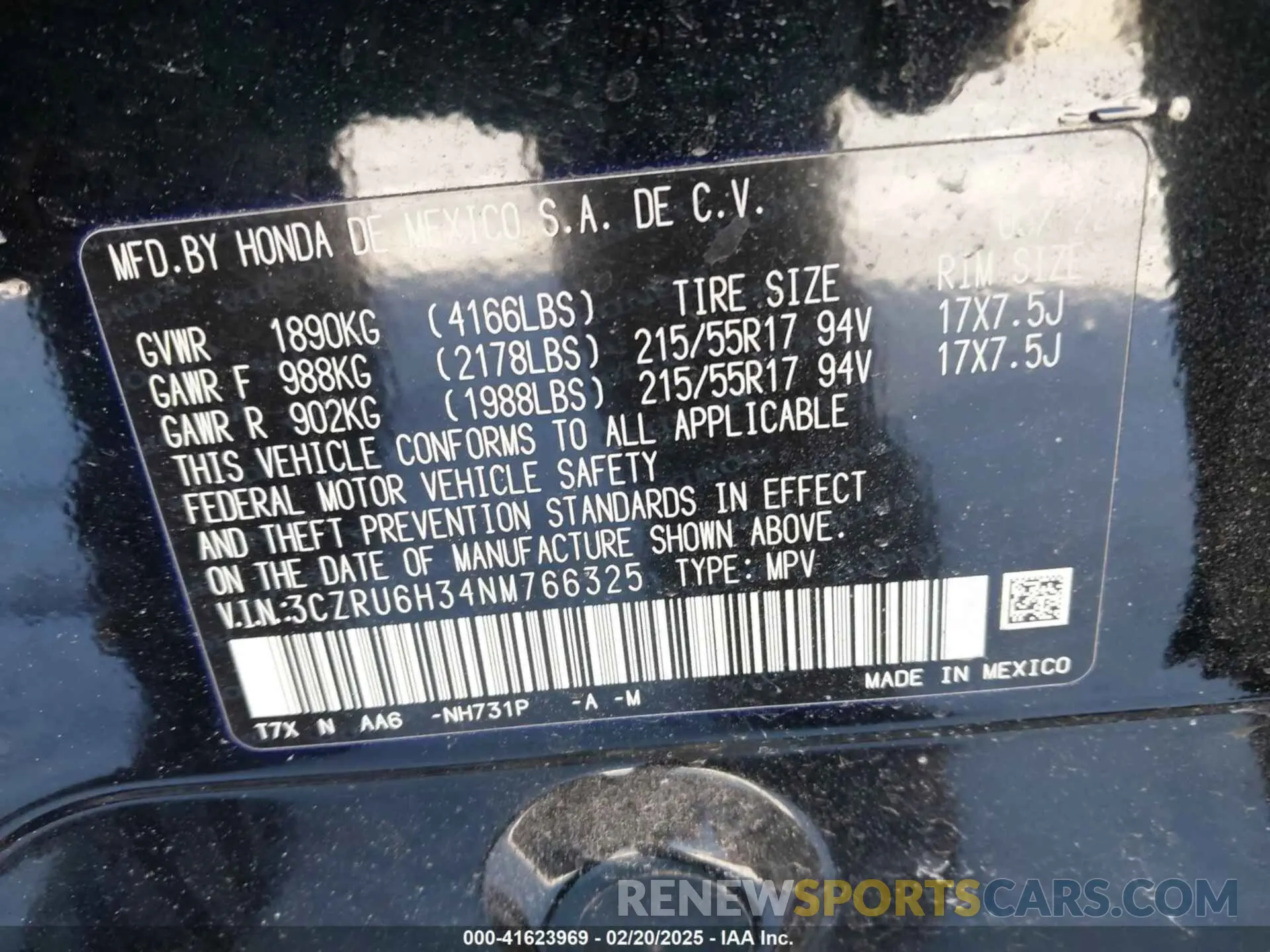 9 Photograph of a damaged car 3CZRU6H34NM766325 HONDA HR-V 2022
