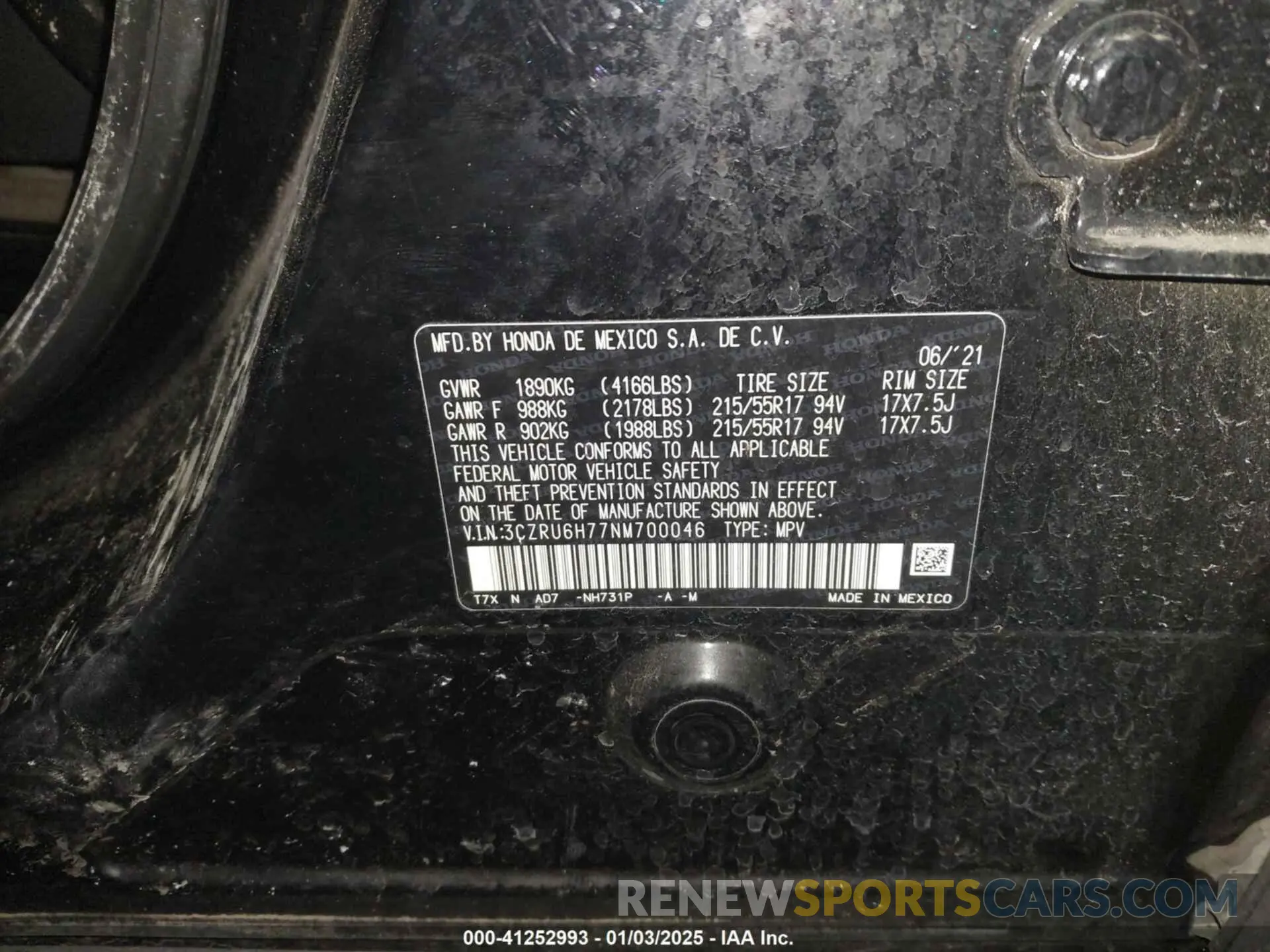 9 Photograph of a damaged car 3CZRU6H77NM700046 HONDA HR-V 2022