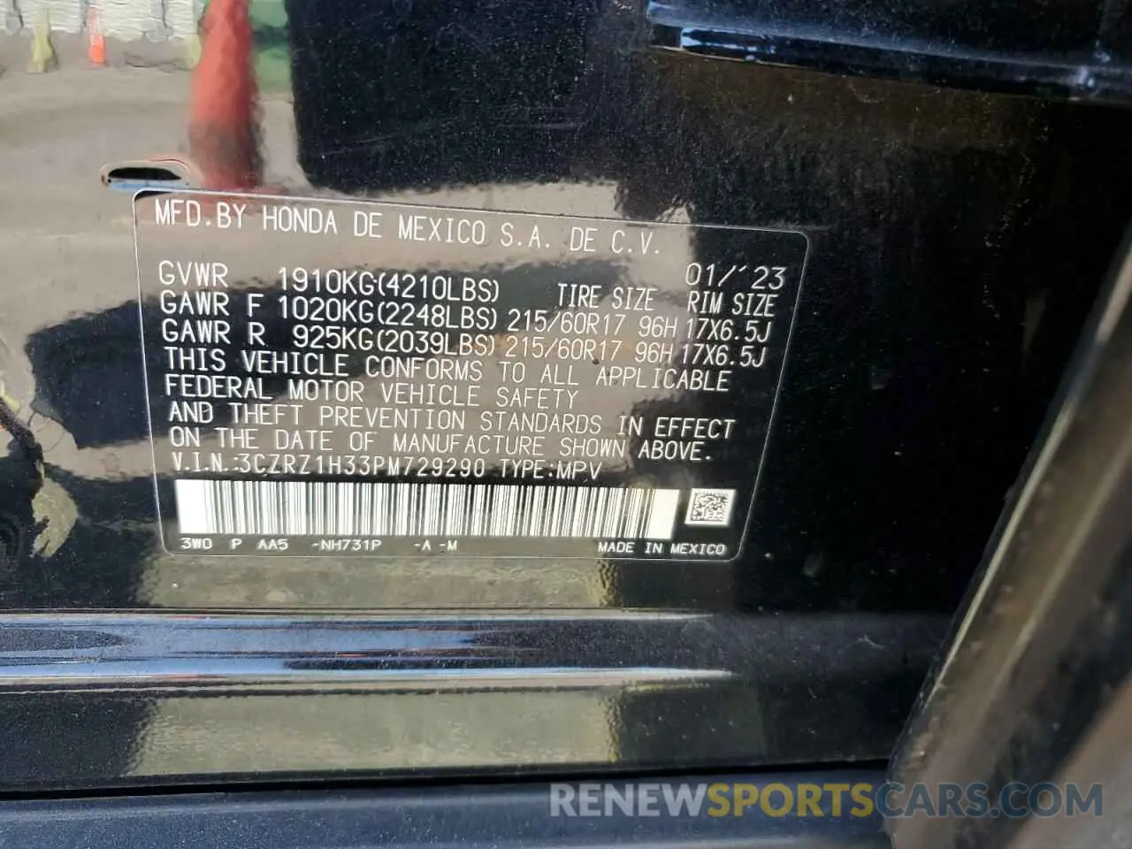 15 Photograph of a damaged car 3CZRZ1H33PM729290 HONDA HR-V 2023