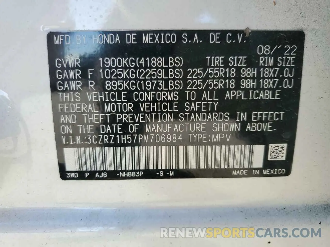 14 Фотография поврежденного автомобиля 3CZRZ1H57PM706984 HONDA HR-V 2023