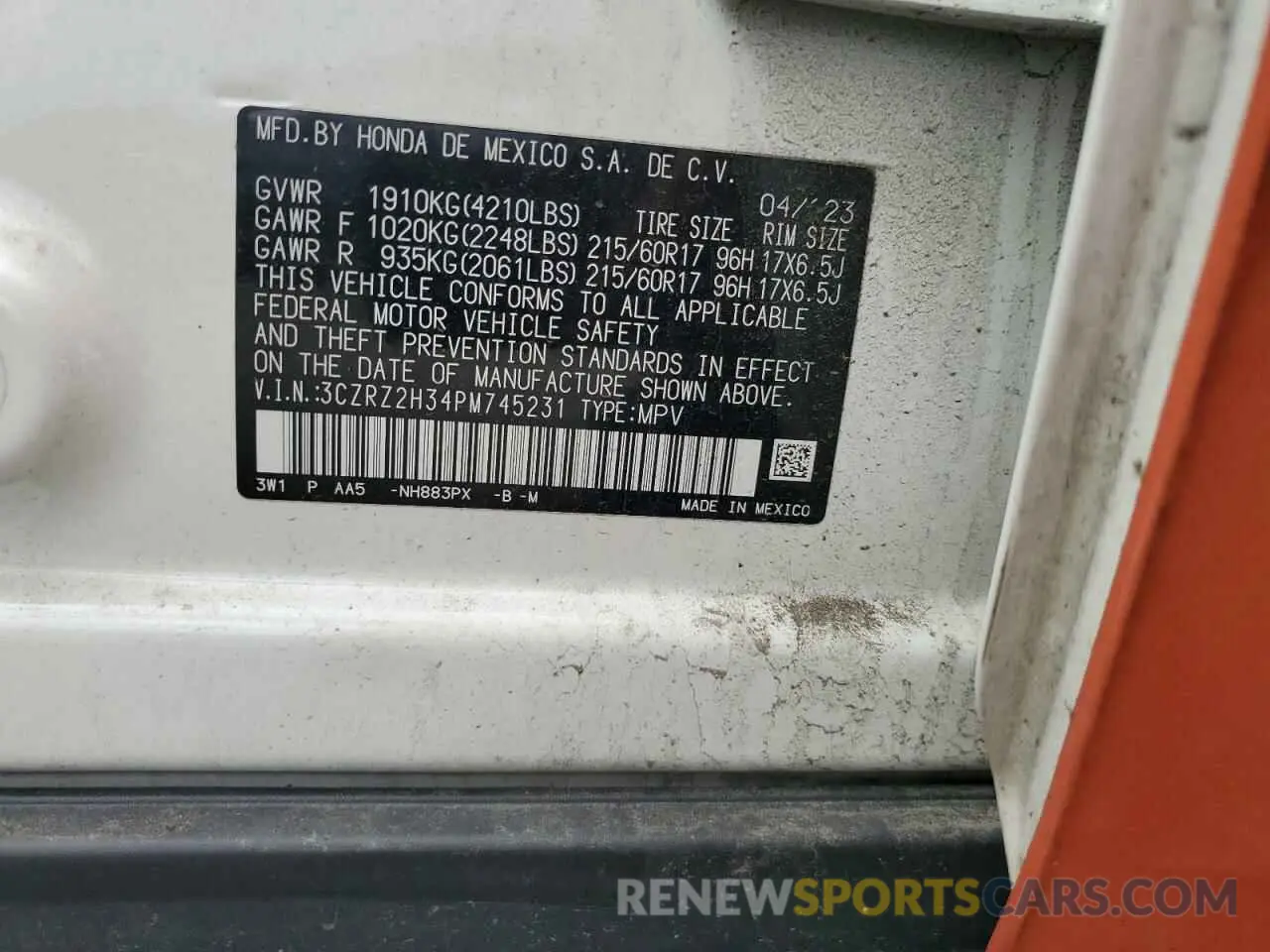 14 Фотография поврежденного автомобиля 3CZRZ2H34PM745231 HONDA HR-V 2023