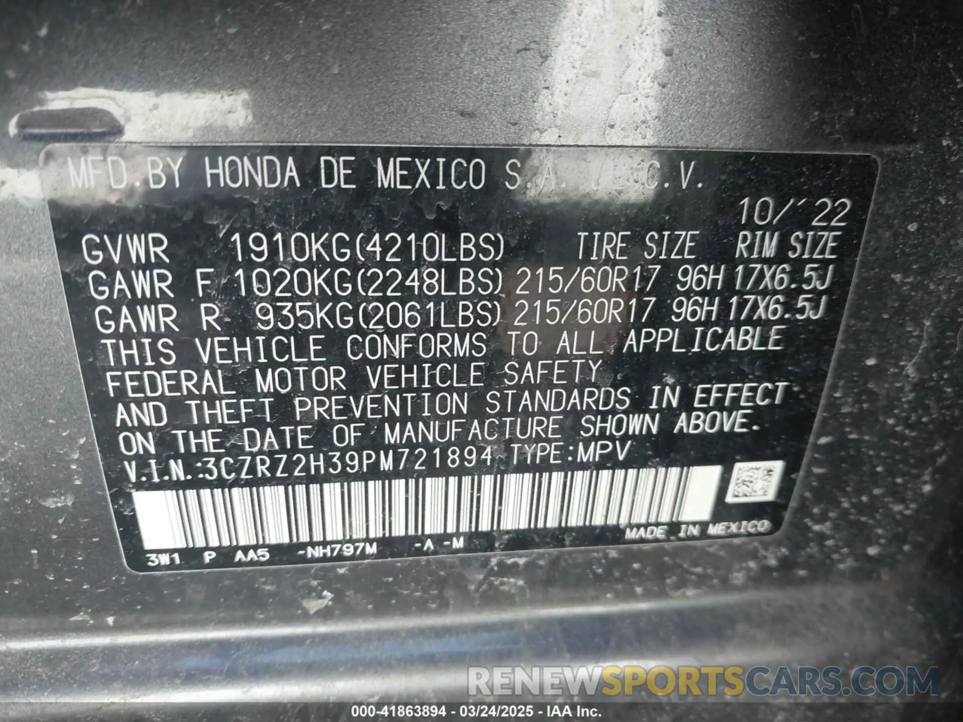 9 Photograph of a damaged car 3CZRZ2H39PM721894 HONDA HR-V 2023