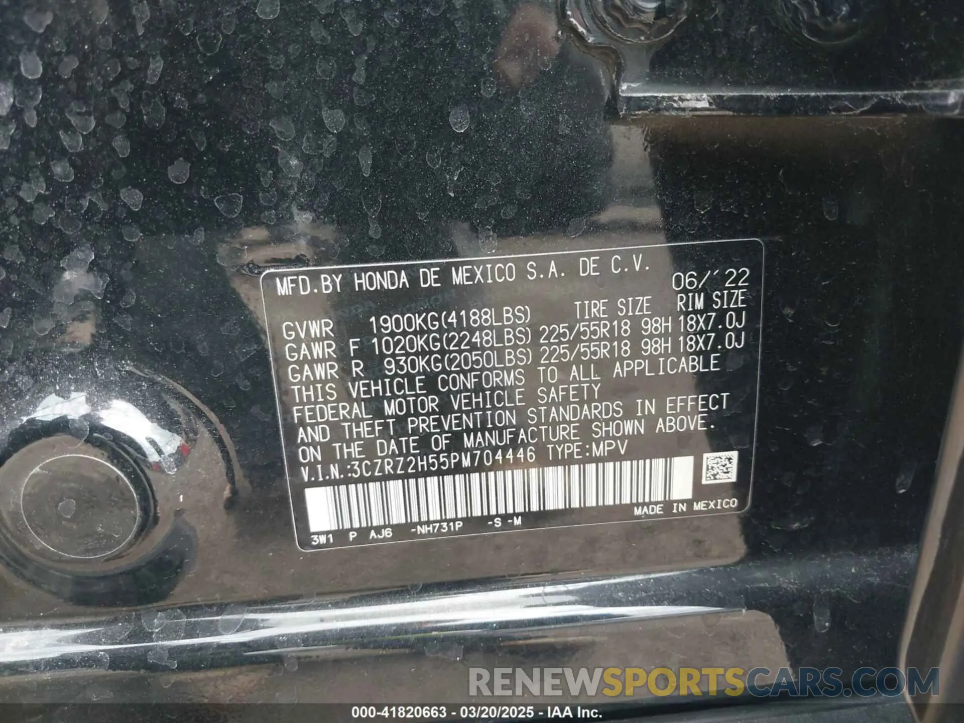 9 Photograph of a damaged car 3CZRZ2H55PM704446 HONDA HR-V 2023
