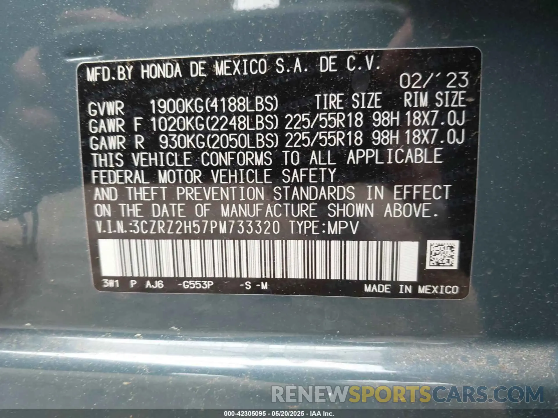 9 Photograph of a damaged car 3CZRZ2H57PM733320 HONDA HR-V 2023