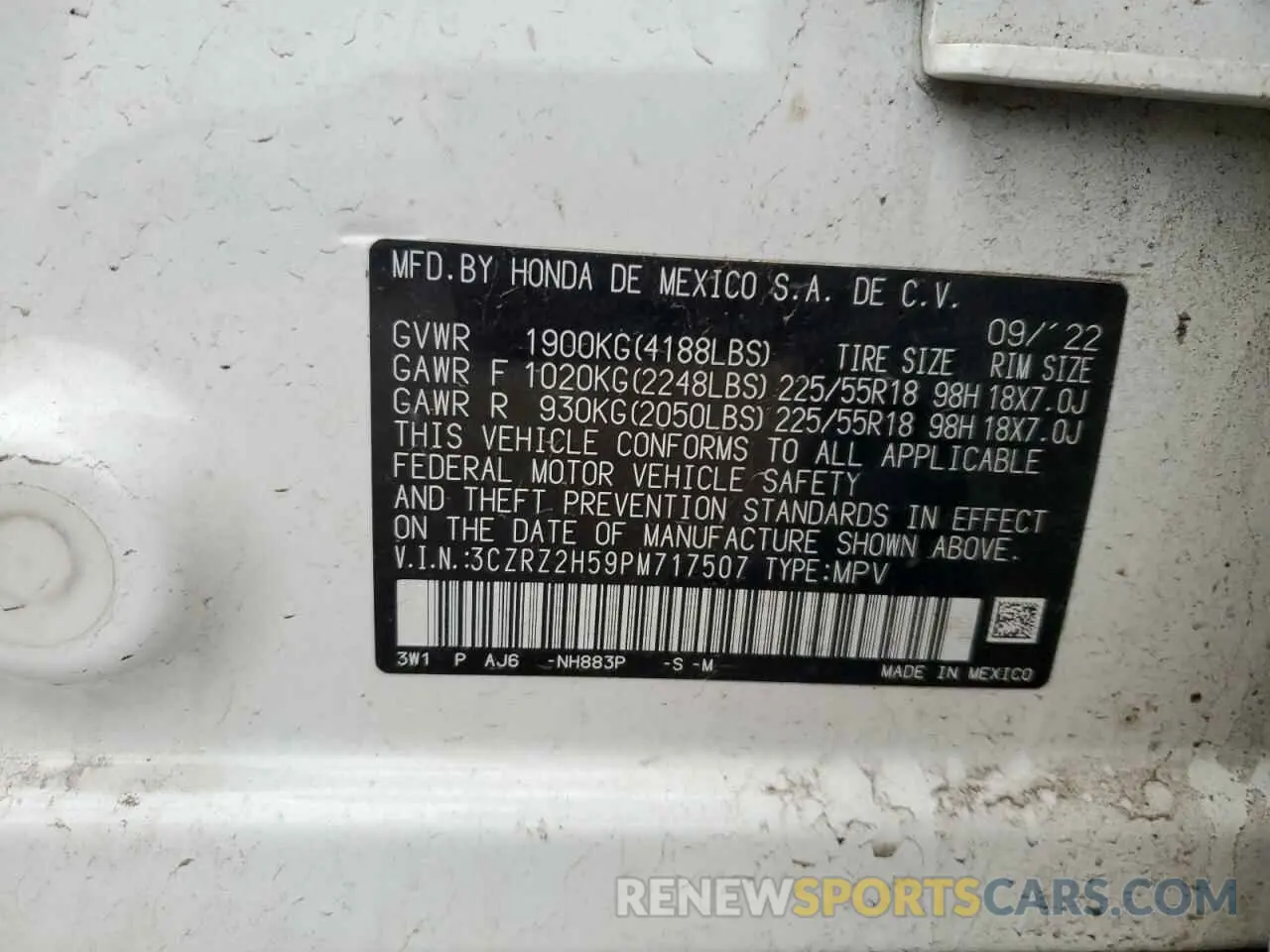 15 Фотография поврежденного автомобиля 3CZRZ2H59PM717507 HONDA HR-V 2023