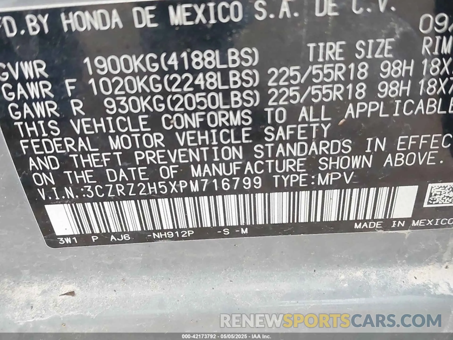 9 Photograph of a damaged car 3CZRZ2H5XPM716799 HONDA HR-V 2023
