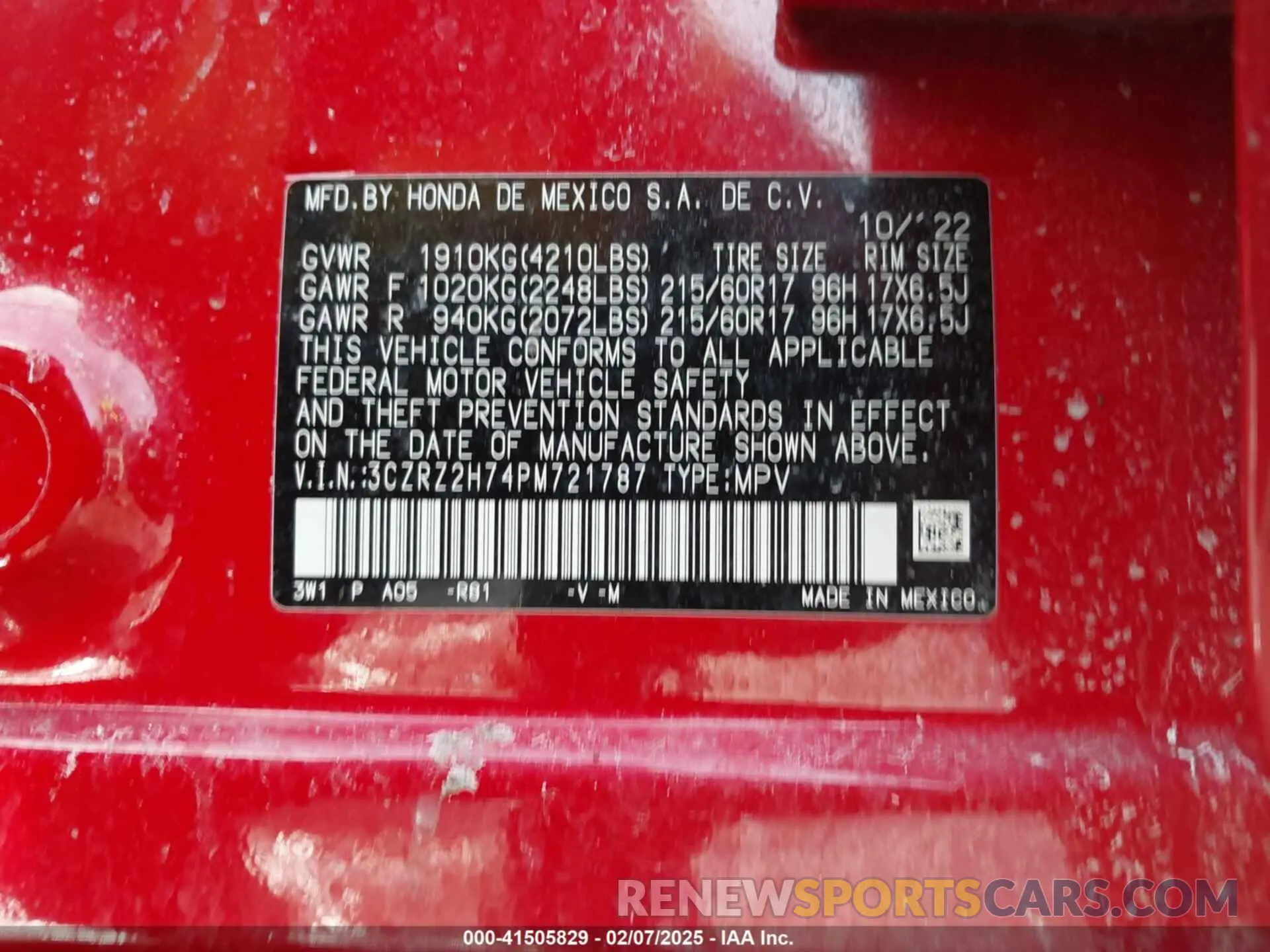 9 Photograph of a damaged car 3CZRZ2H74PM721787 HONDA HR-V 2023