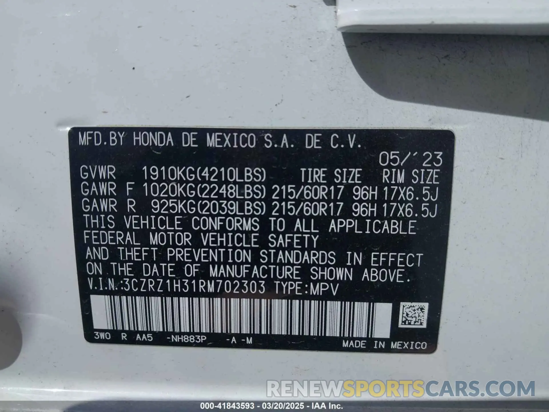 9 Photograph of a damaged car 3CZRZ1H31RM702303 HONDA HR-V 2024