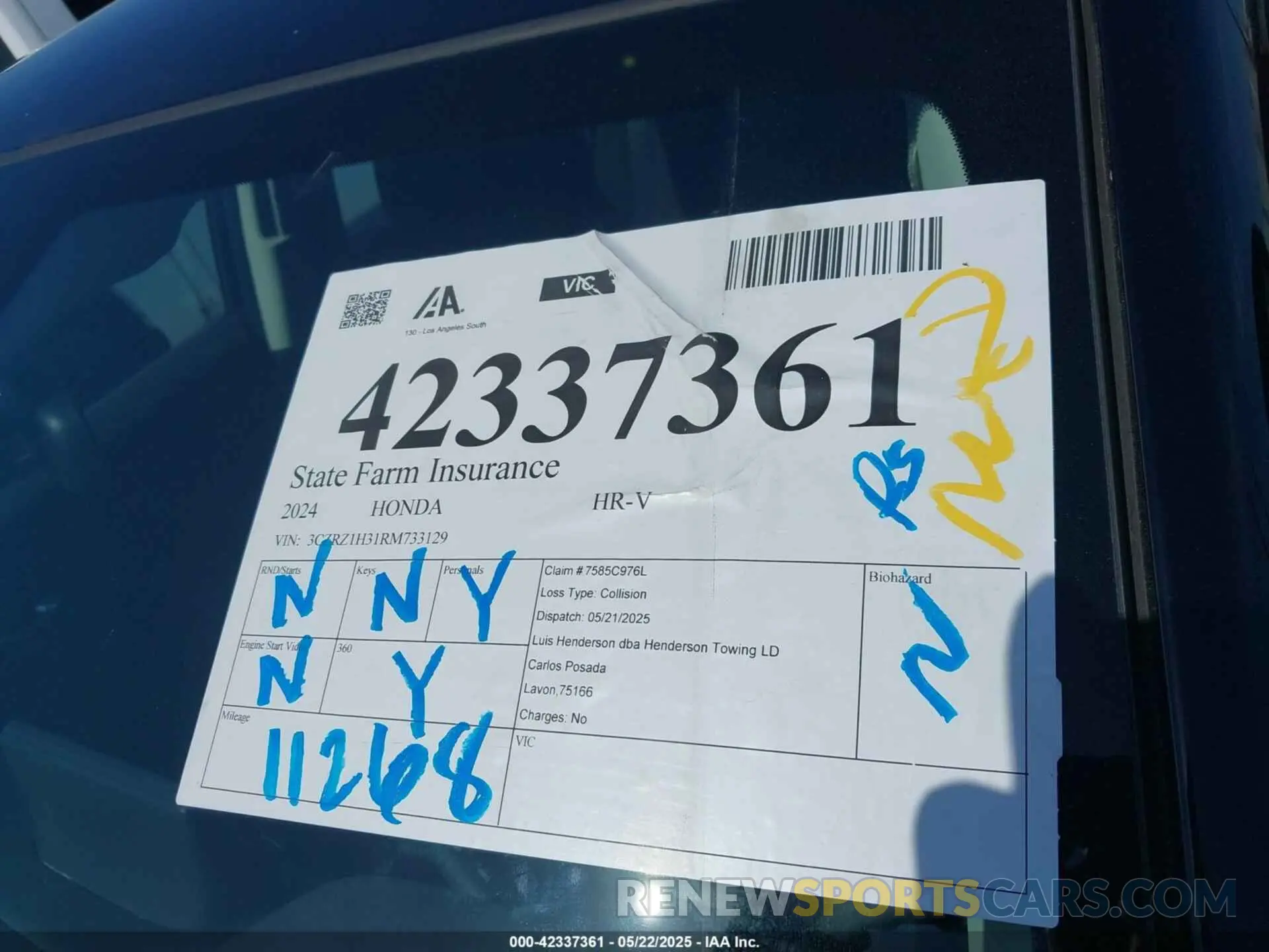 16 Фотография поврежденного автомобиля 3CZRZ1H31RM733129 HONDA HR-V 2024