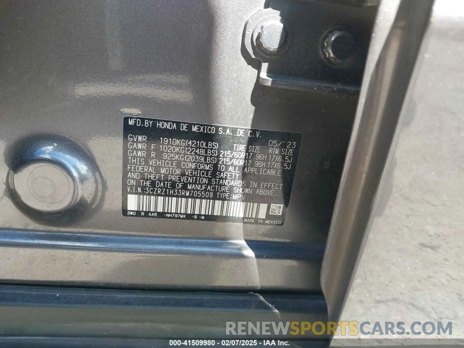 9 Photograph of a damaged car 3CZRZ1H33RM705509 HONDA HR-V 2024