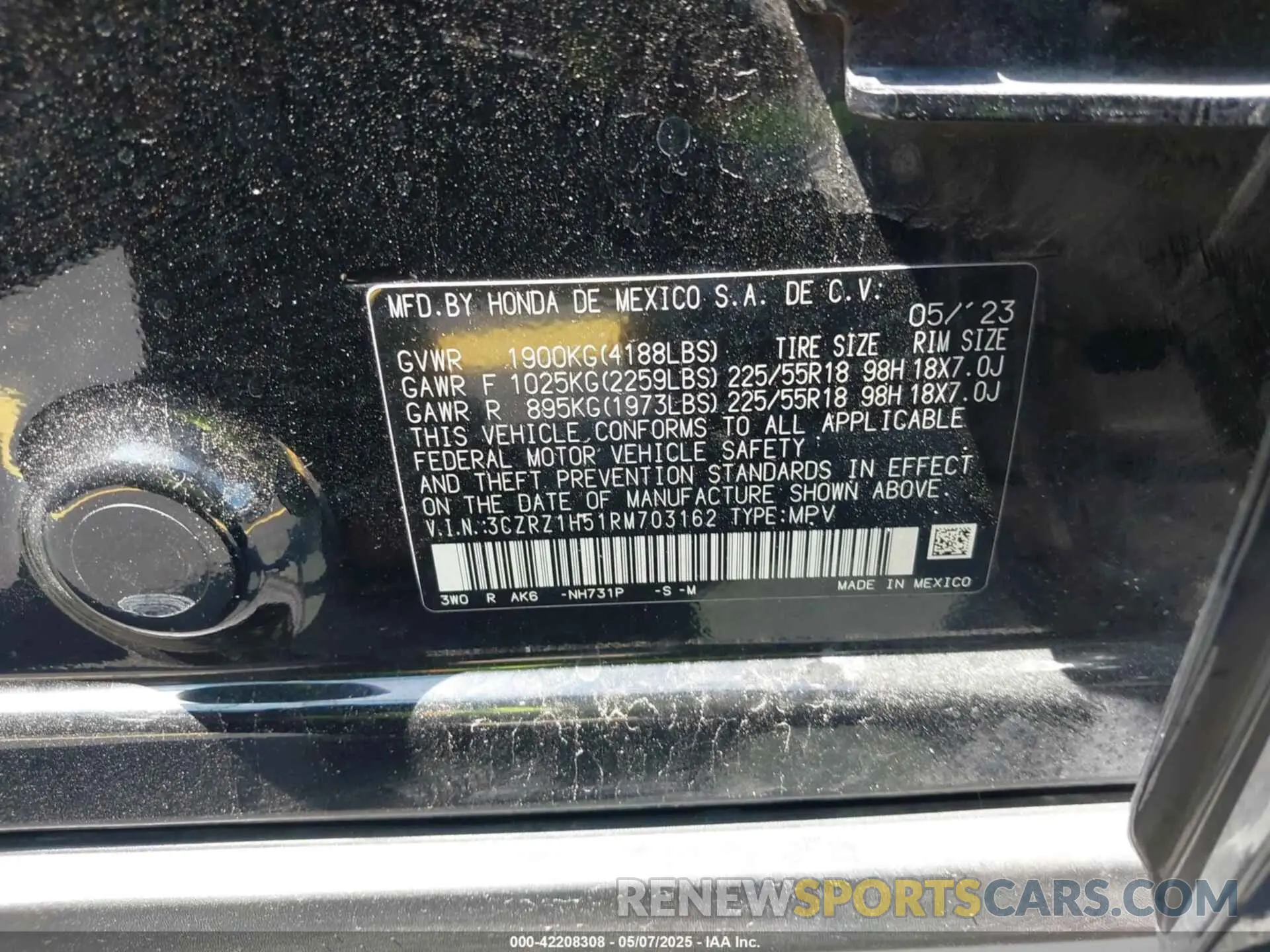 9 Photograph of a damaged car 3CZRZ1H51RM703162 HONDA HR-V 2024