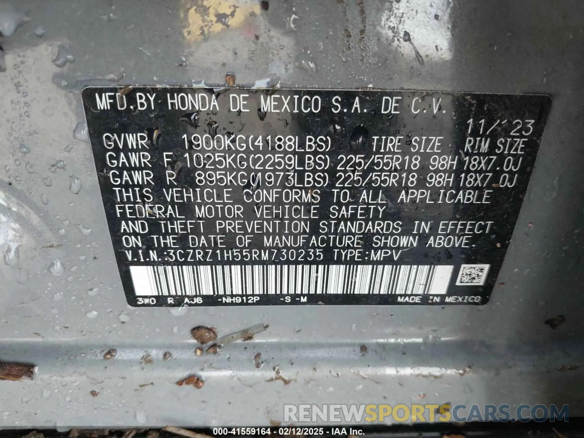9 Photograph of a damaged car 3CZRZ1H55RM730235 HONDA HR-V 2024