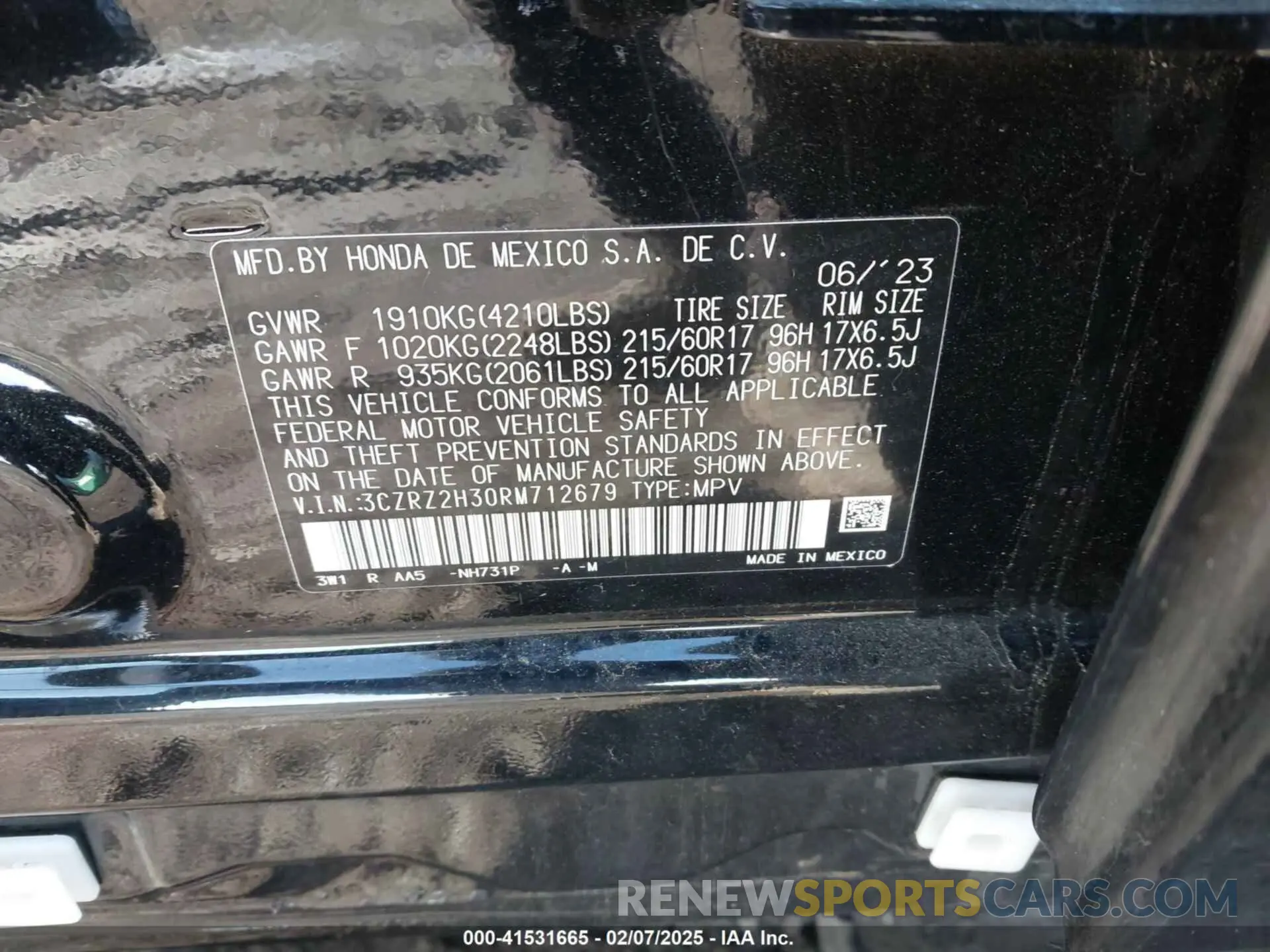 9 Фотография поврежденного автомобиля 3CZRZ2H30RM712679 HONDA HR-V 2024
