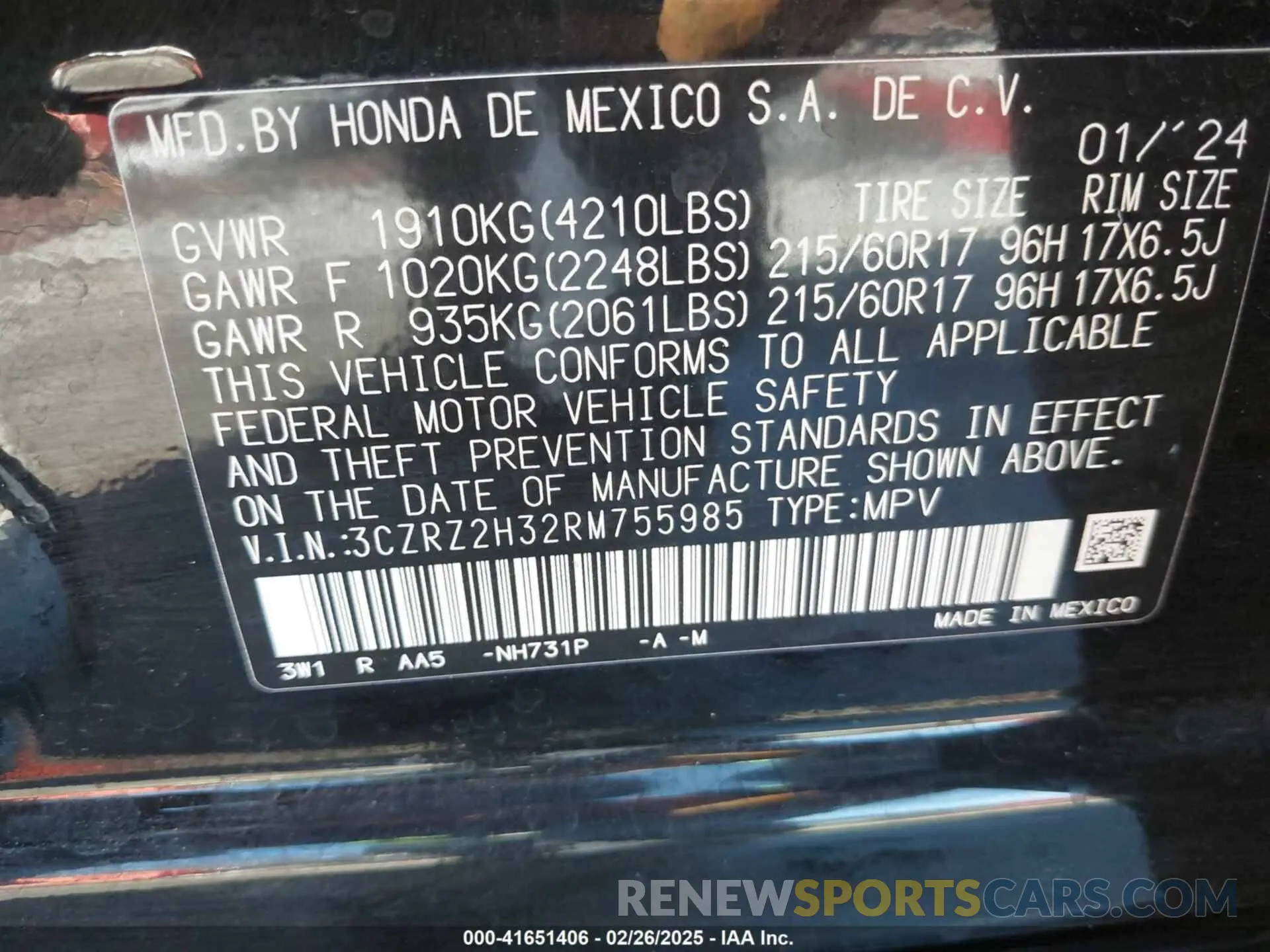 9 Photograph of a damaged car 3CZRZ2H32RM755985 HONDA HR-V 2024