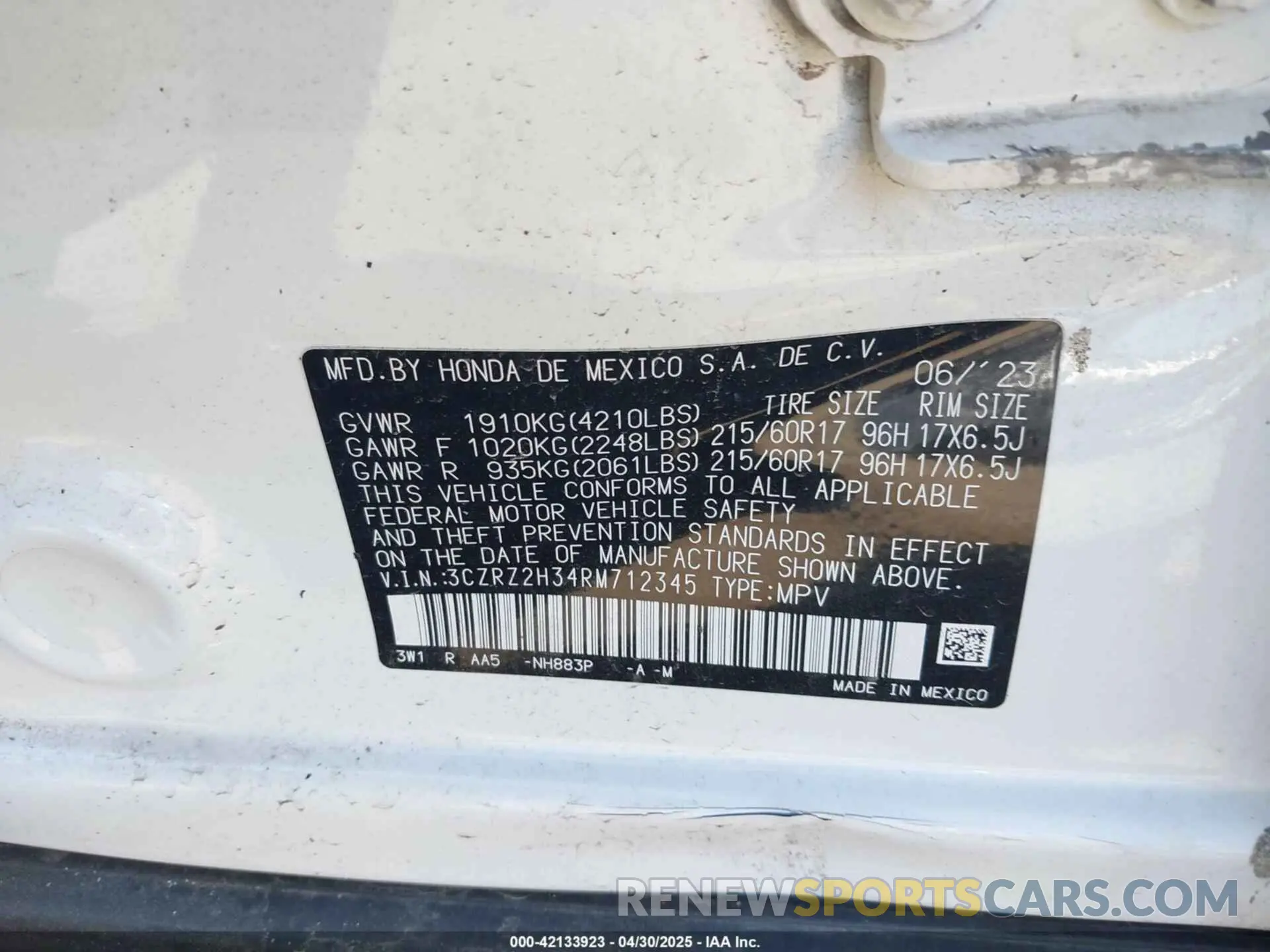 9 Photograph of a damaged car 3CZRZ2H34RM712345 HONDA HR-V 2024