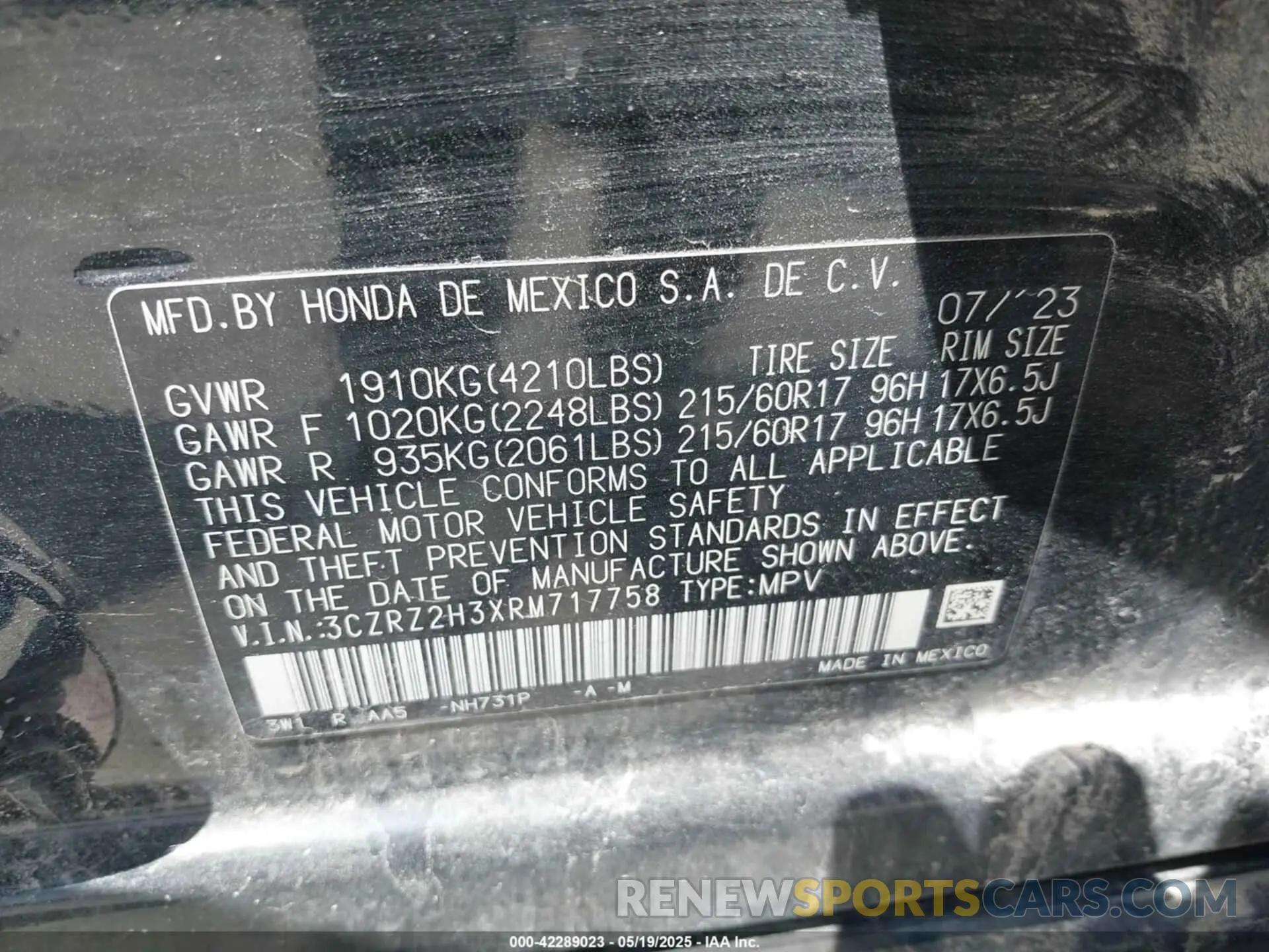 9 Photograph of a damaged car 3CZRZ2H3XRM717758 HONDA HR-V 2024