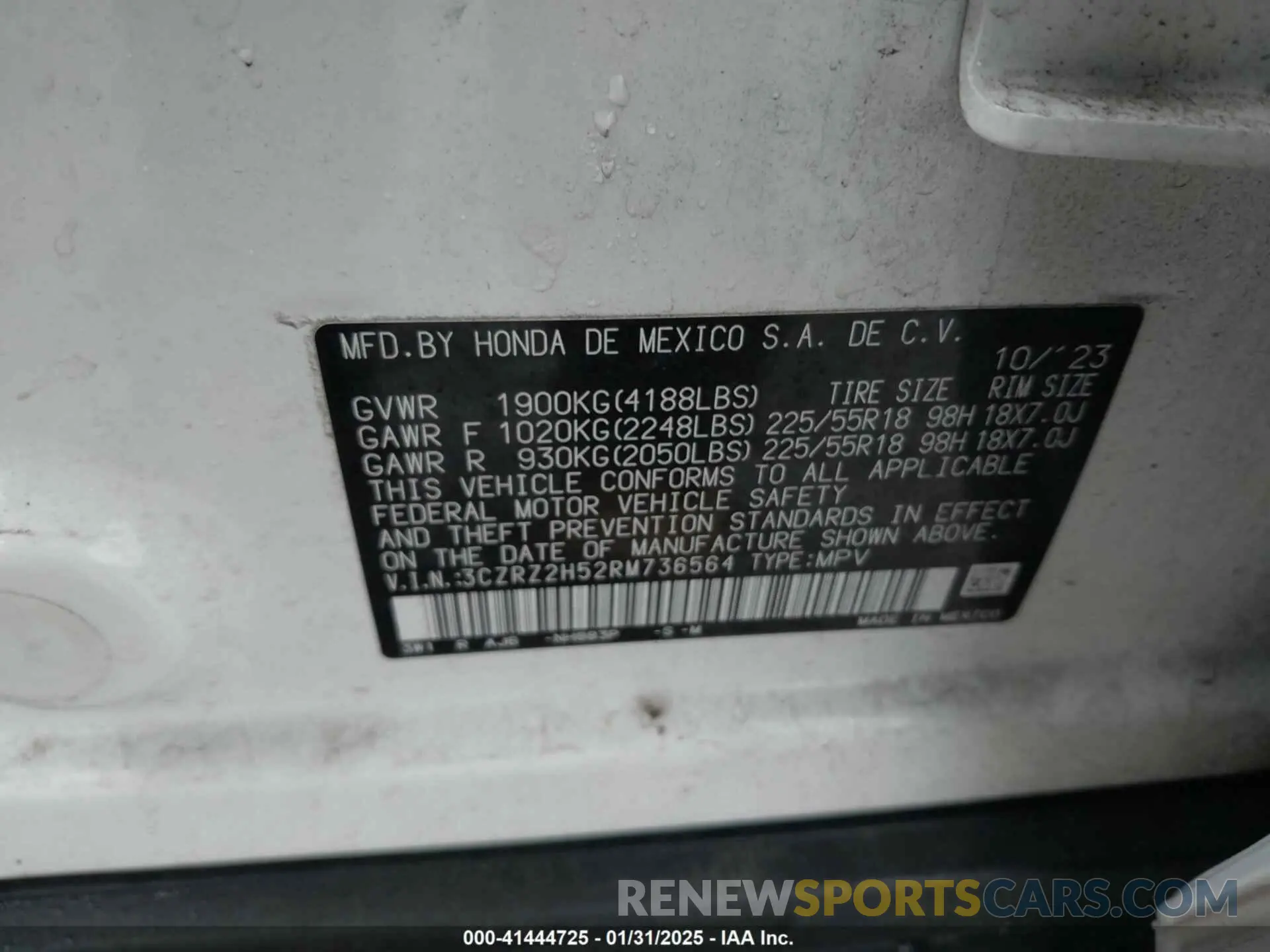 9 Photograph of a damaged car 3CZRZ2H52RM736564 HONDA HR-V 2024