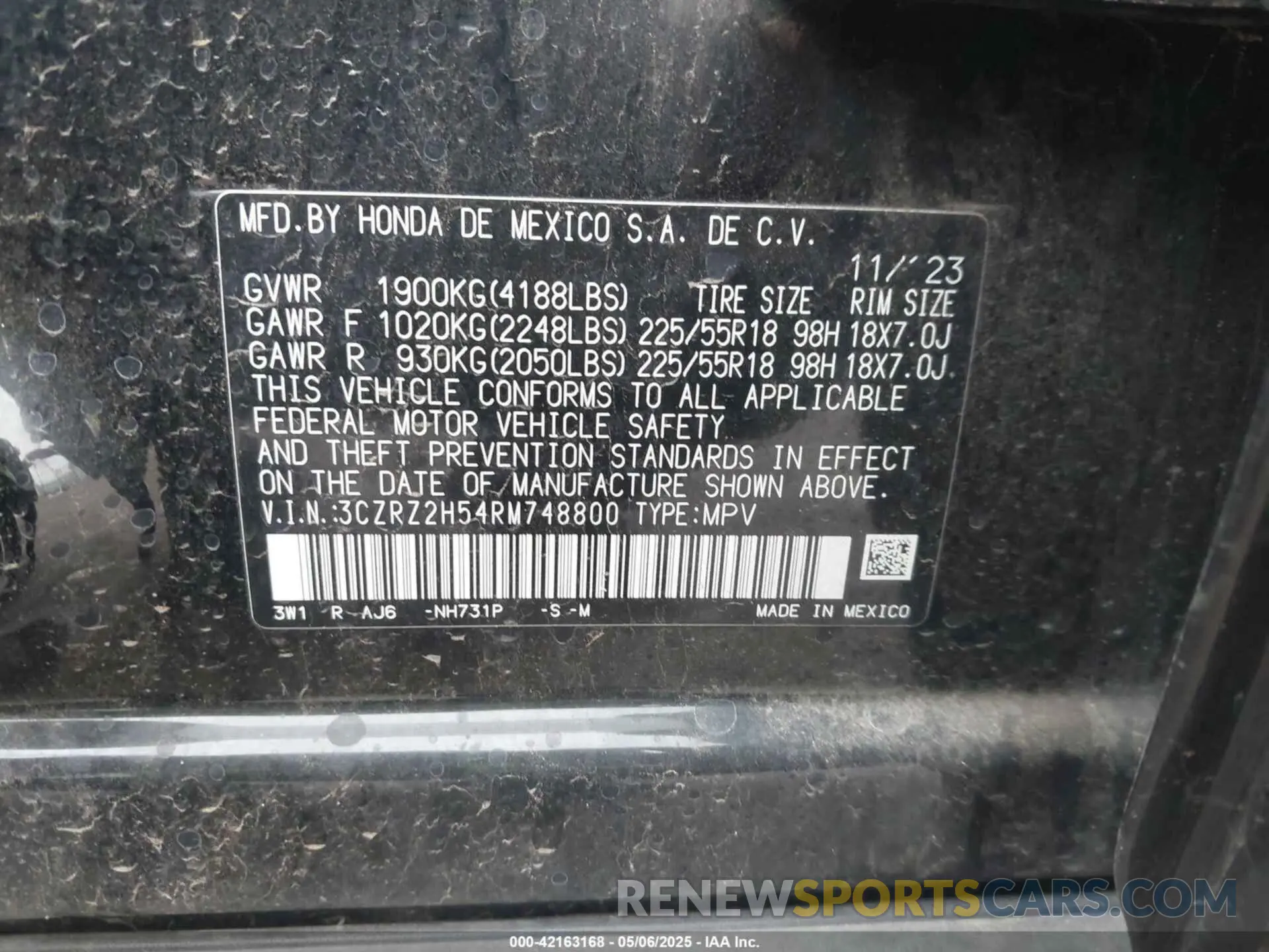9 Photograph of a damaged car 3CZRZ2H54RM748800 HONDA HR-V 2024