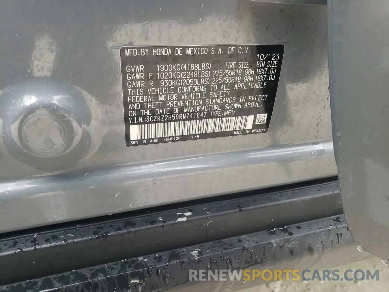 15 Photograph of a damaged car 3CZRZ2H59RM741647 HONDA HR-V 2024
