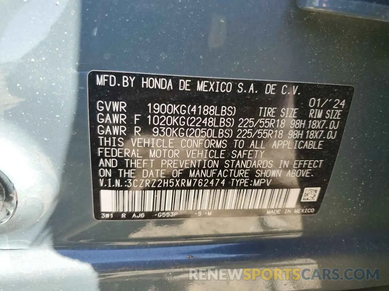 15 Photograph of a damaged car 3CZRZ2H5XRM762474 HONDA HR-V 2024