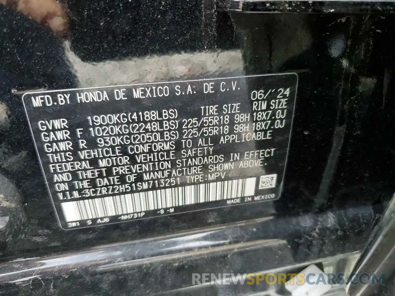 27 Фотография поврежденного автомобиля 3CZRZ2H51SM713251 HONDA HR-V 2025