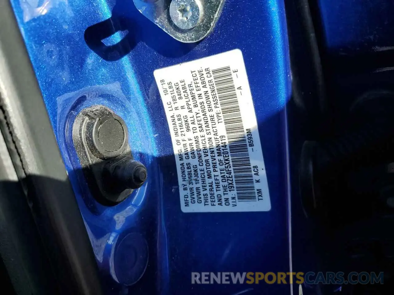 12 Photograph of a damaged car 19XZE4F5XKE014419 HONDA INSIGHT 2019