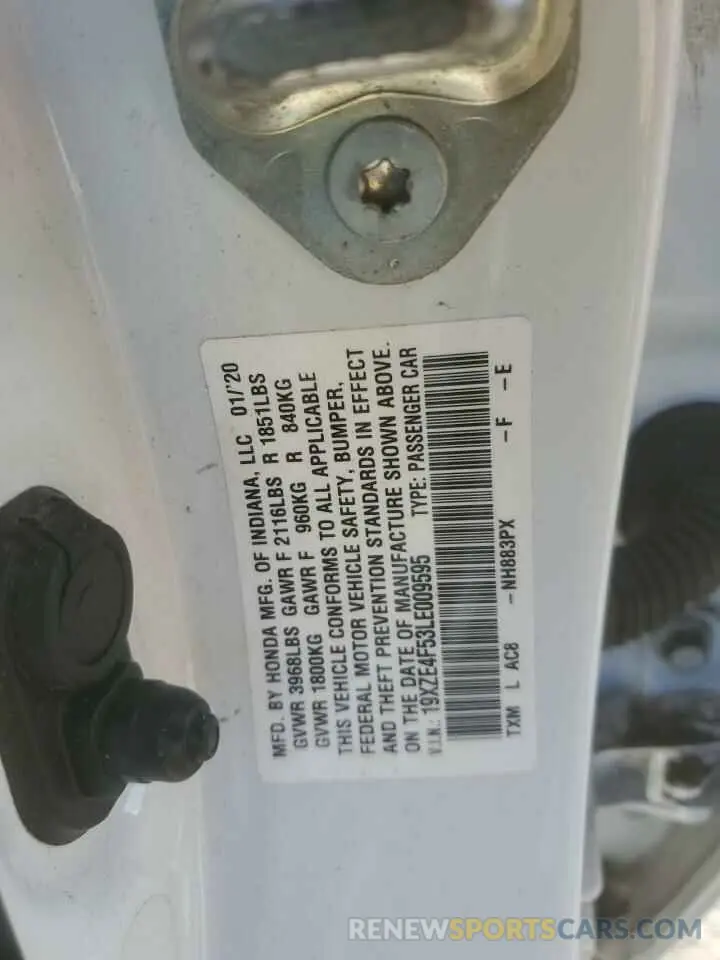 12 Photograph of a damaged car 19XZE4F53LE009595 HONDA INSIGHT 2020