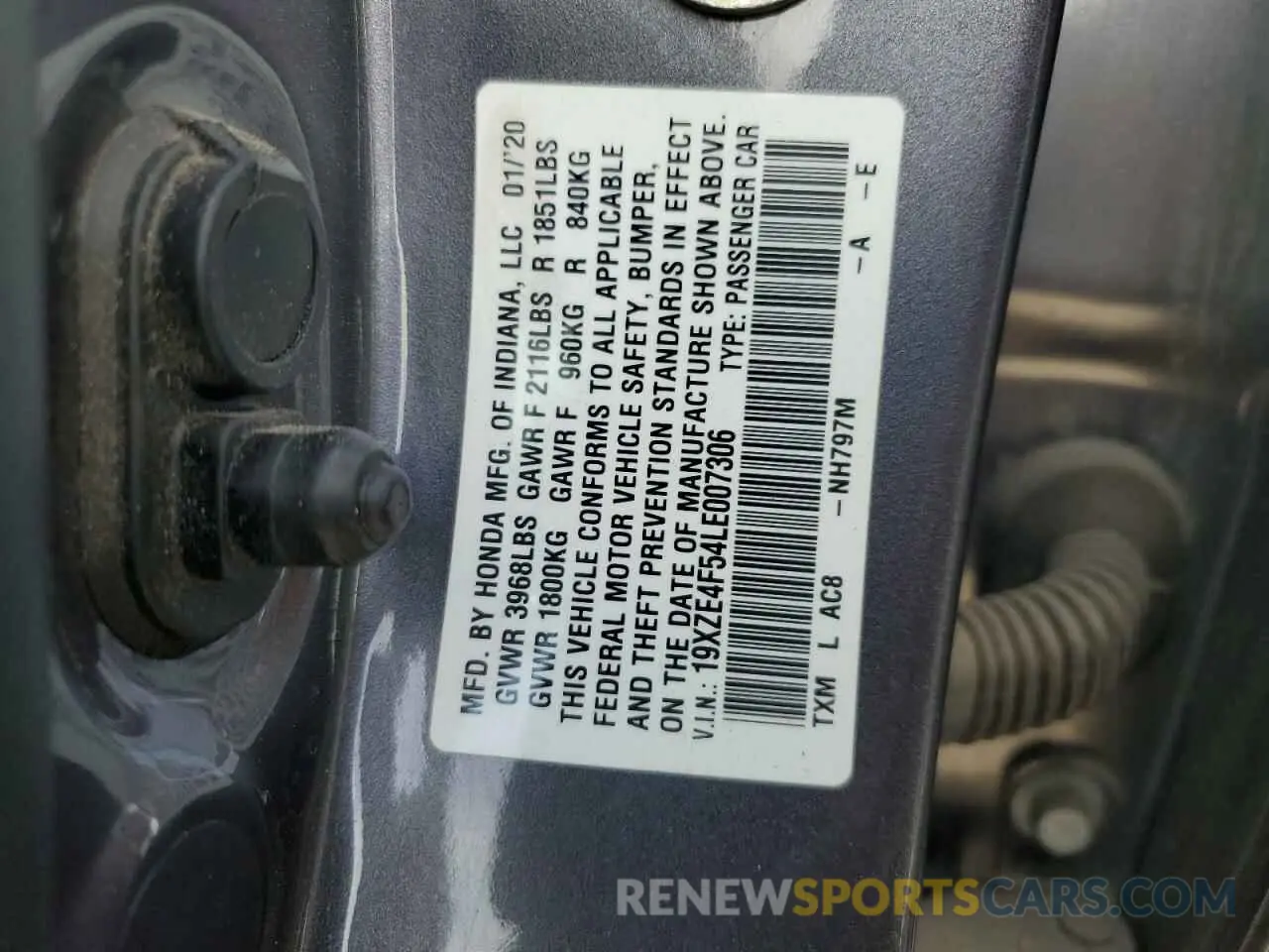 13 Фотография поврежденного автомобиля 19XZE4F54LE007306 HONDA INSIGHT 2020