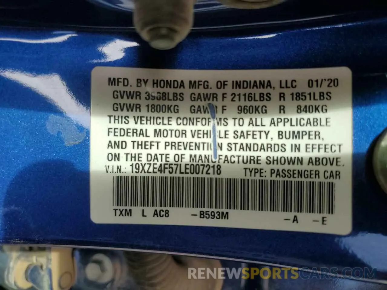 12 Photograph of a damaged car 19XZE4F57LE007218 HONDA INSIGHT 2020
