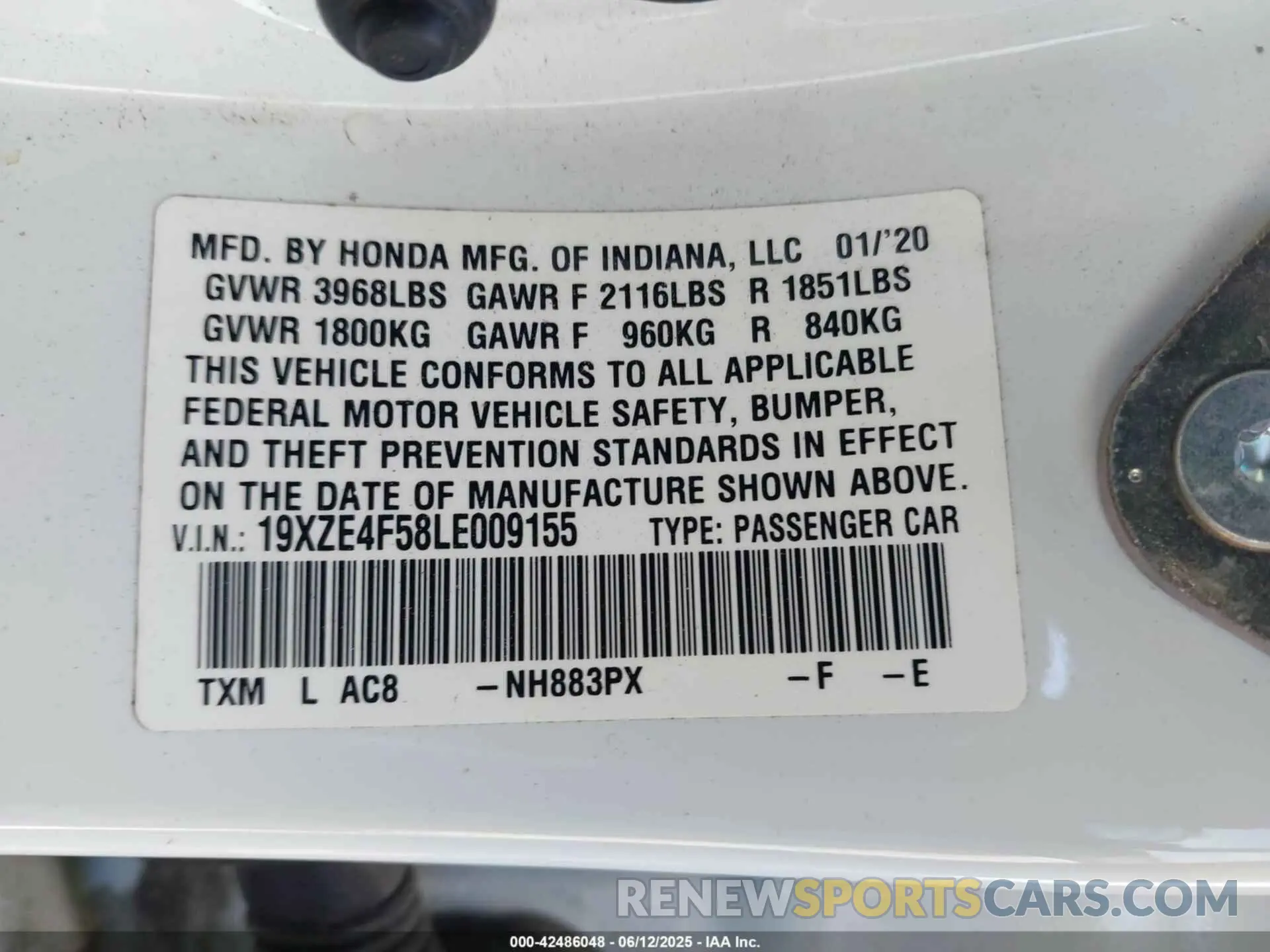 9 Photograph of a damaged car 19XZE4F58LE009155 HONDA INSIGHT 2020
