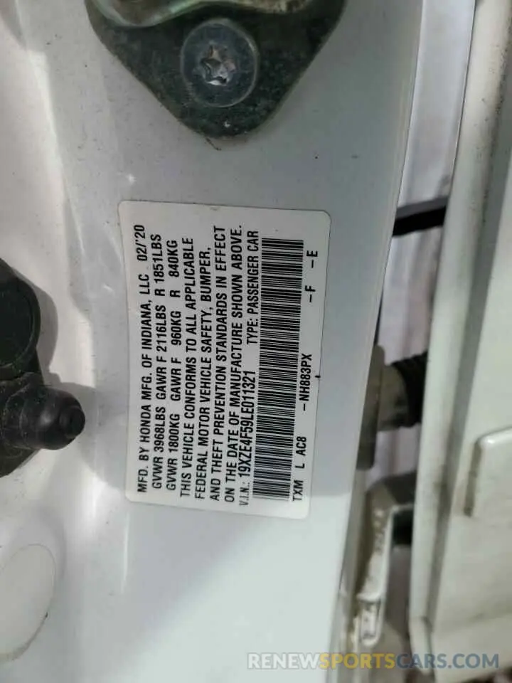 14 Фотография поврежденного автомобиля 19XZE4F59LE011321 HONDA INSIGHT 2020