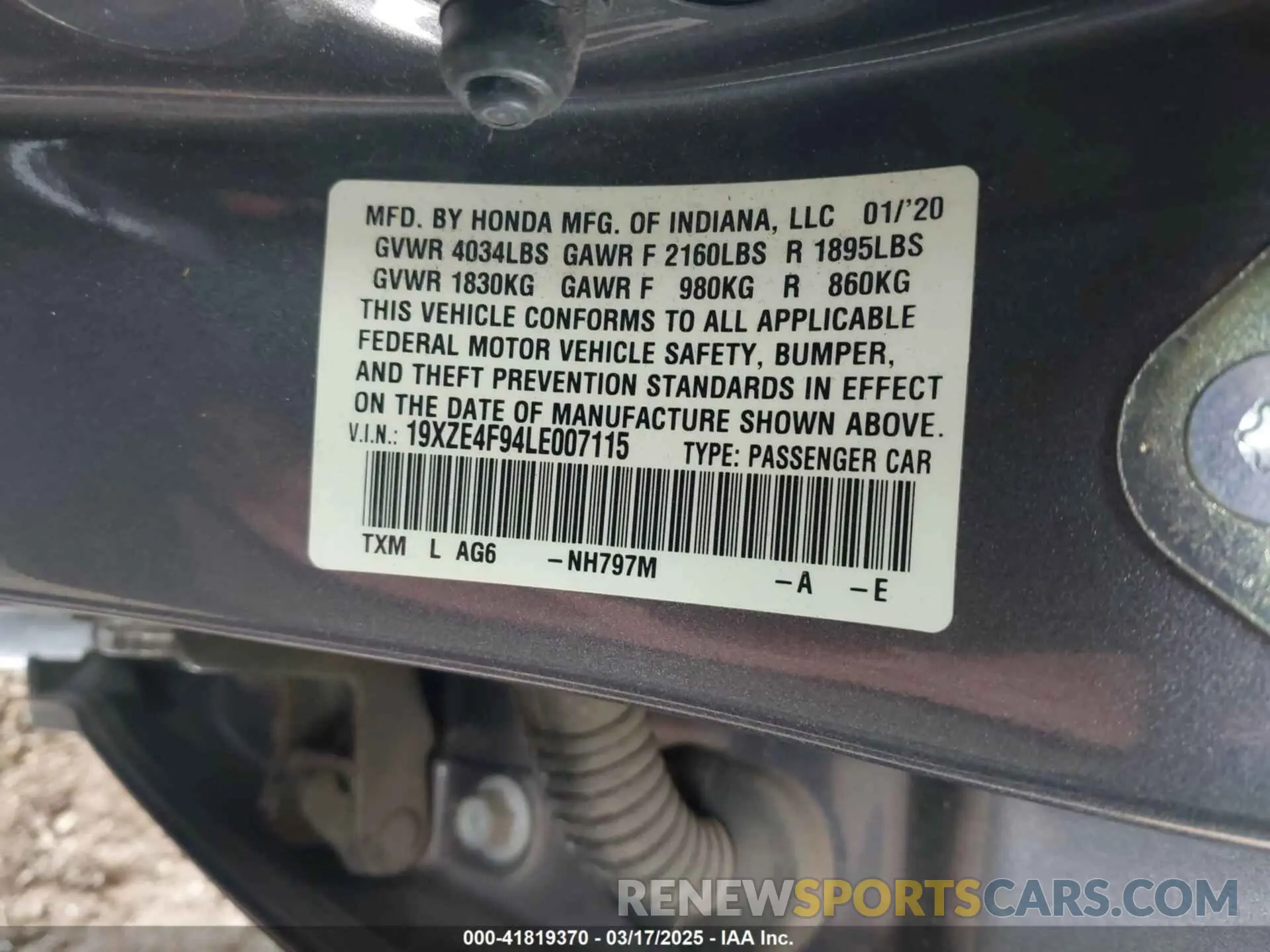 9 Photograph of a damaged car 19XZE4F94LE007115 HONDA INSIGHT 2020