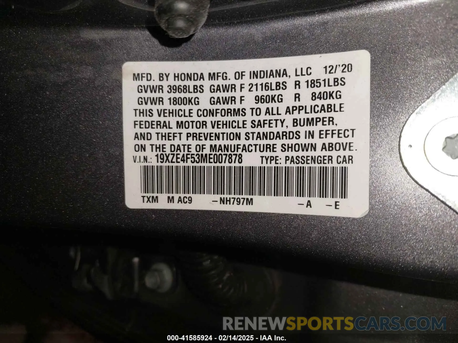 9 Фотография поврежденного автомобиля 19XZE4F53ME007878 HONDA INSIGHT 2021