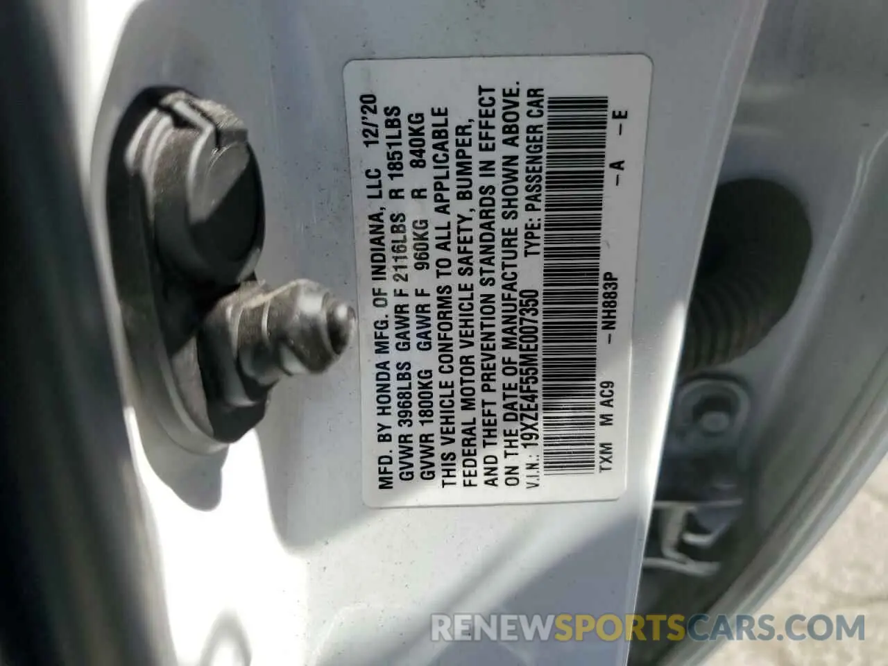 12 Фотография поврежденного автомобиля 19XZE4F55ME007350 HONDA INSIGHT 2021