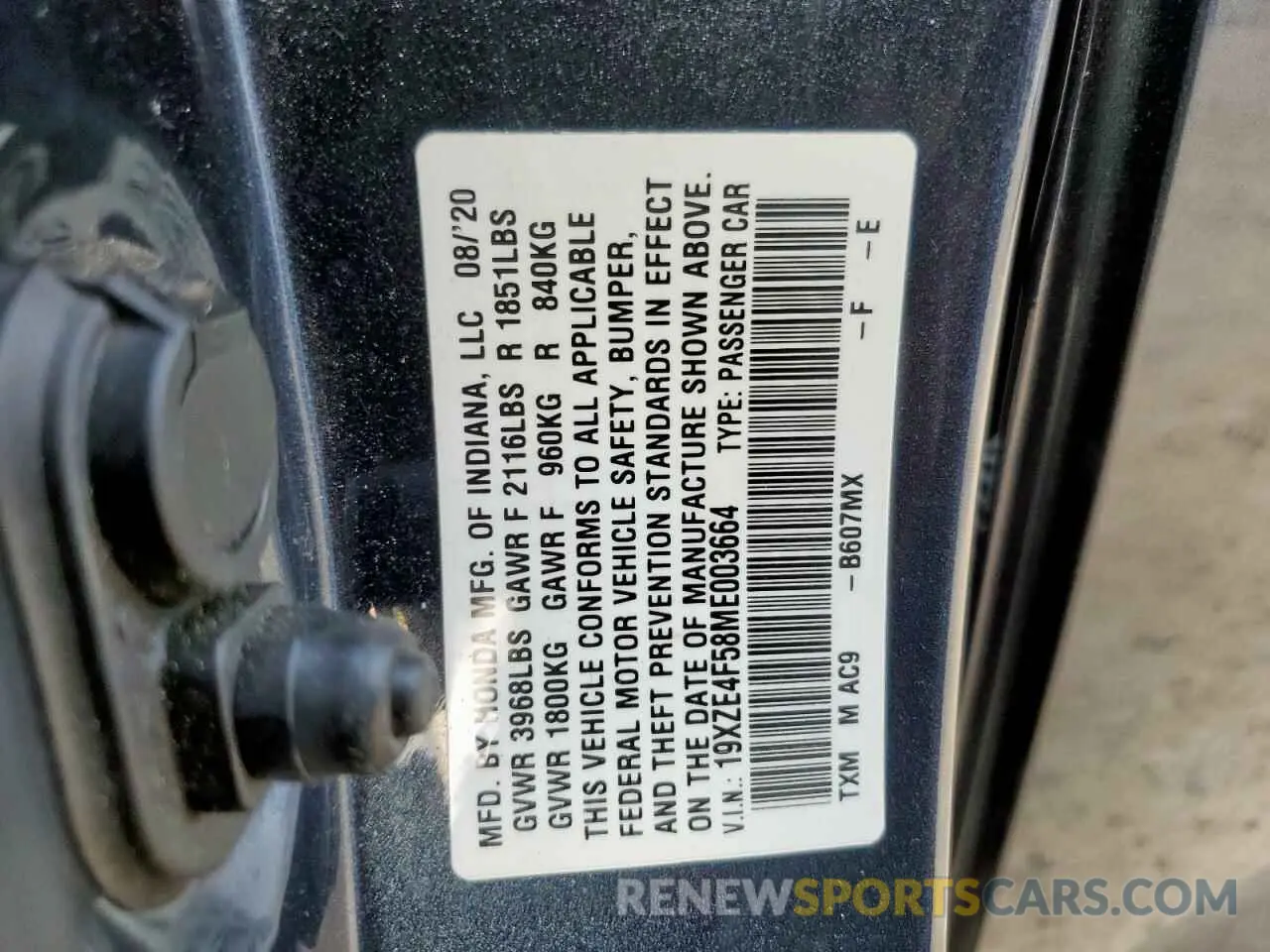 12 Фотография поврежденного автомобиля 19XZE4F58ME003664 HONDA INSIGHT 2021