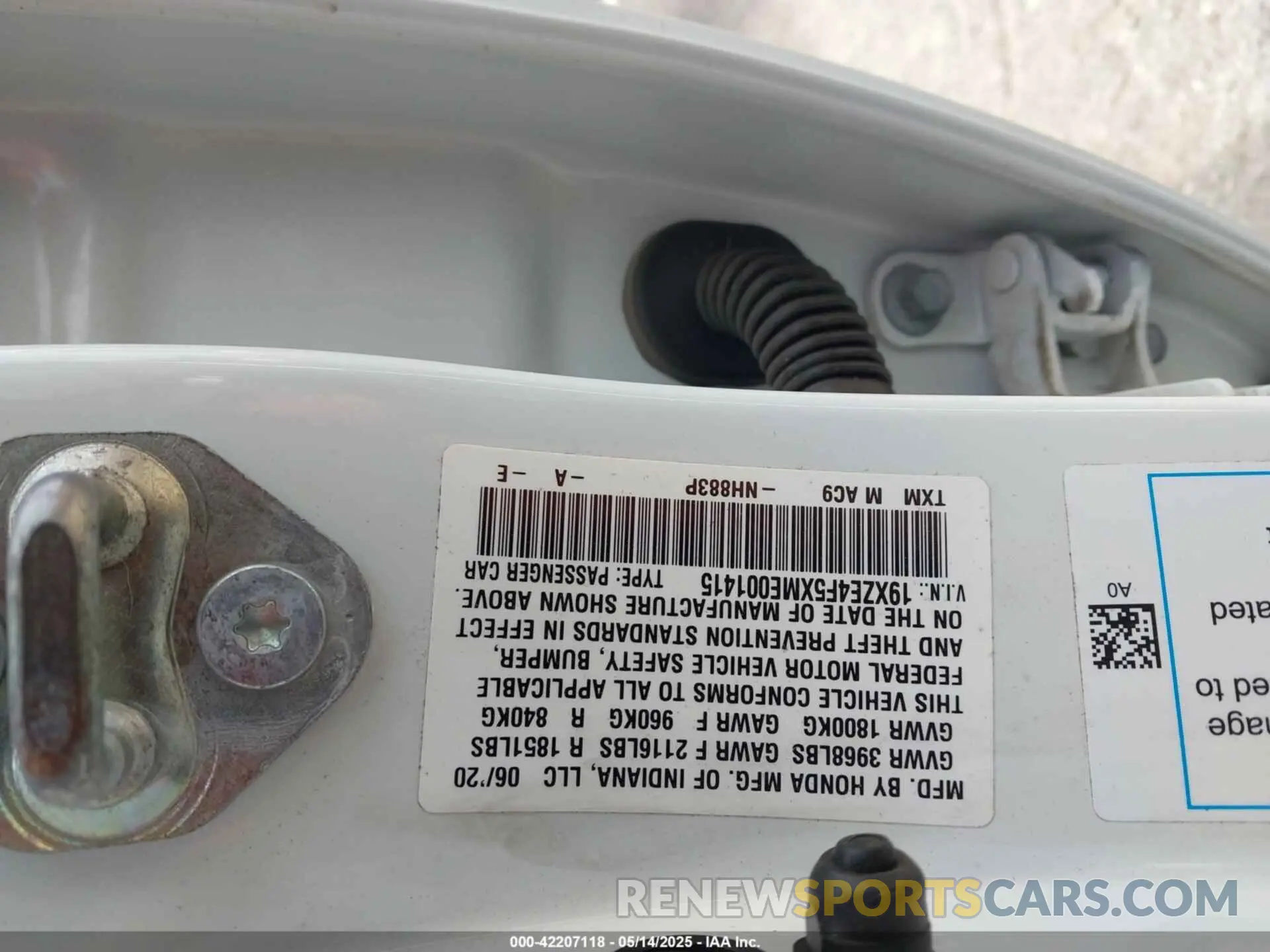 9 Фотография поврежденного автомобиля 19XZE4F5XME001415 HONDA INSIGHT 2021