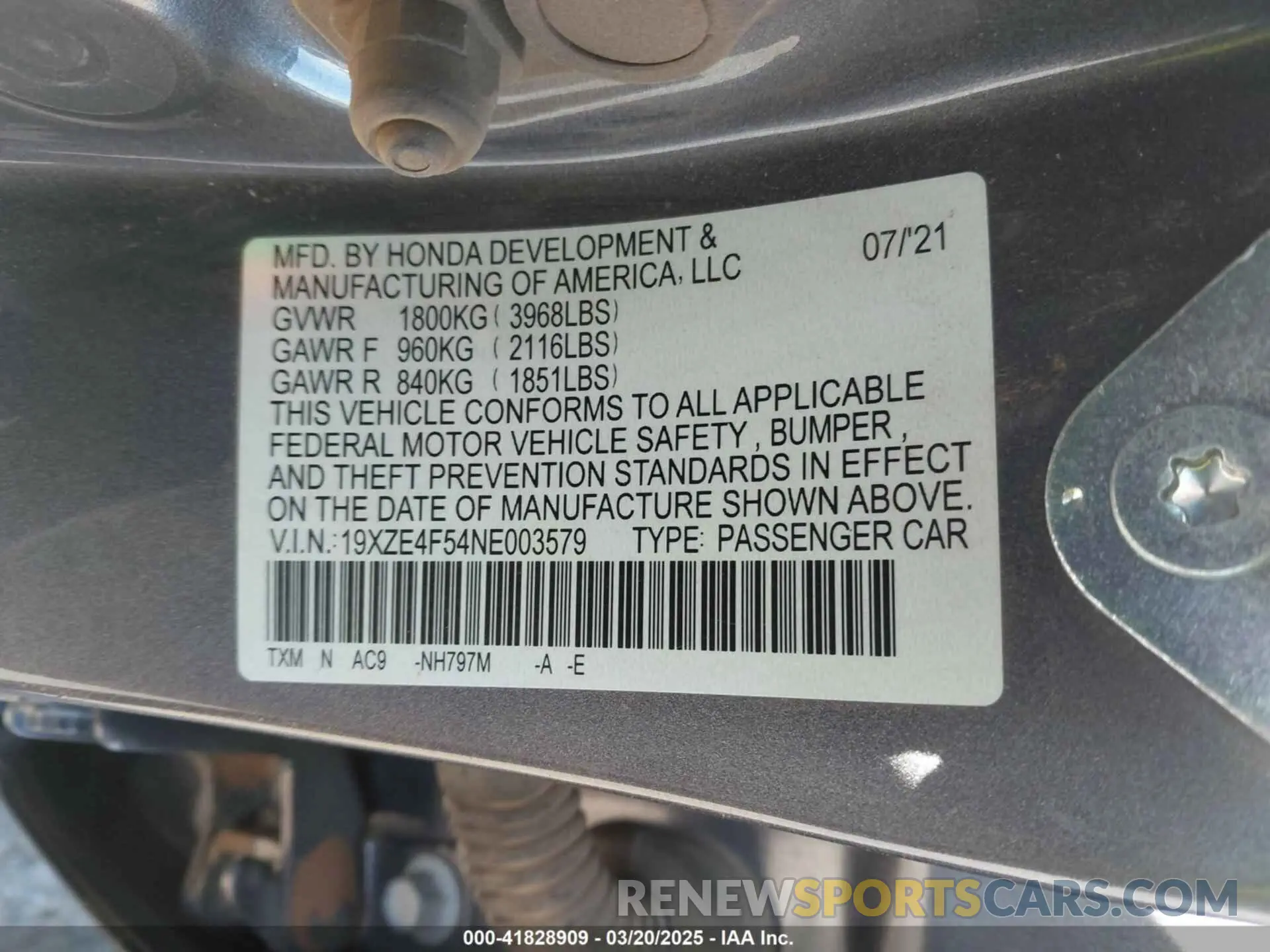 9 Фотография поврежденного автомобиля 19XZE4F54NE003579 HONDA INSIGHT 2022