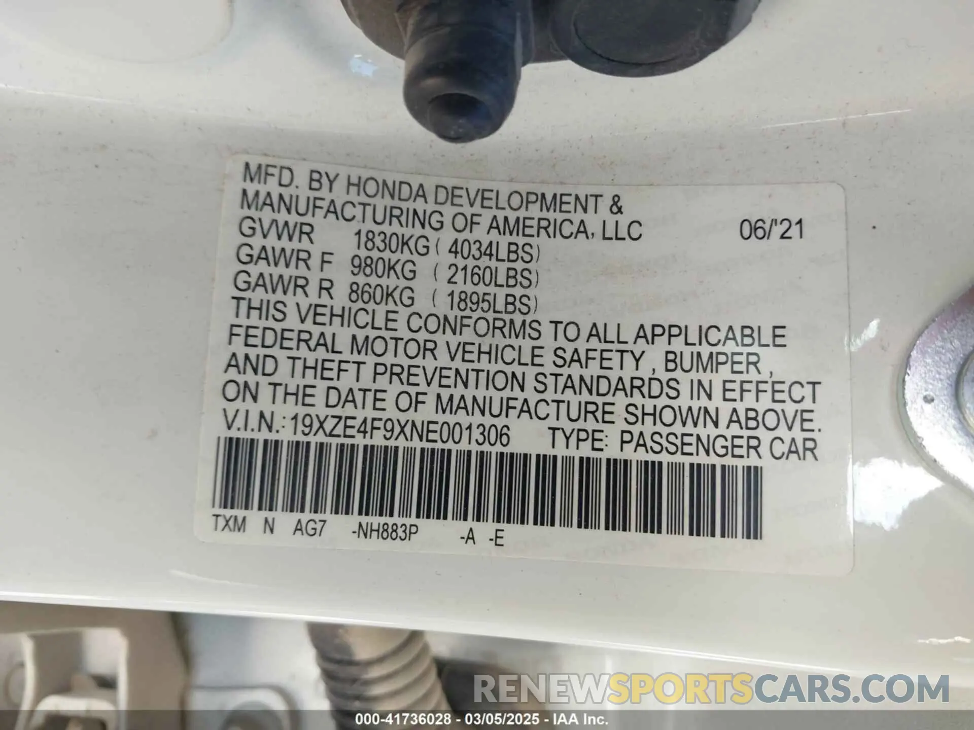 9 Photograph of a damaged car 19XZE4F9XNE001306 HONDA INSIGHT 2022
