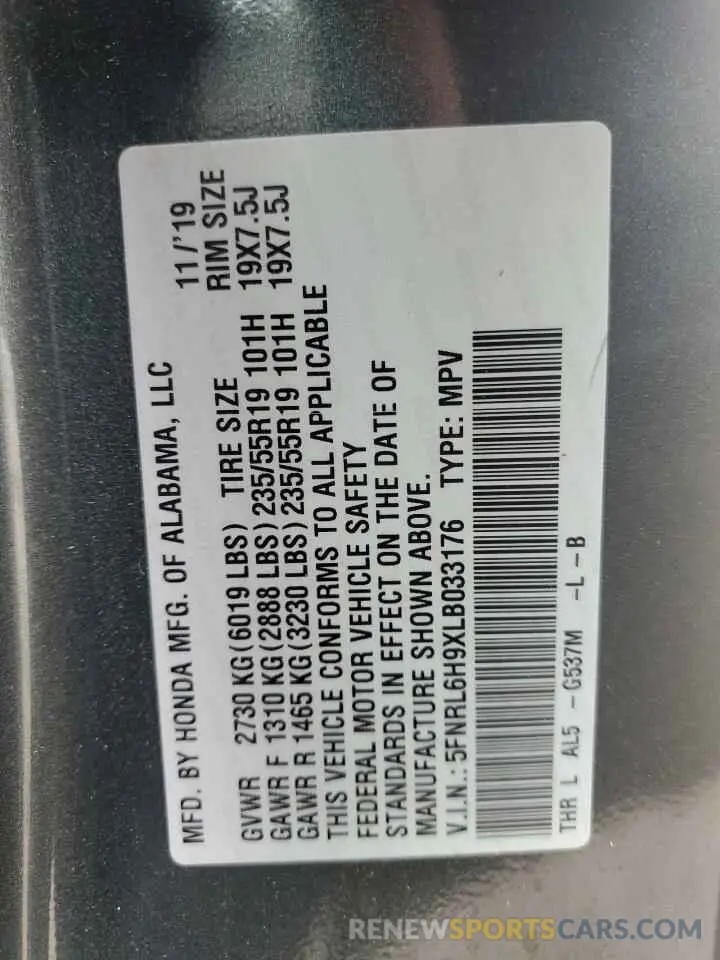 14 Фотография поврежденного автомобиля 5FNRL6H9XLB033176 HONDA ODYSSEY 2020