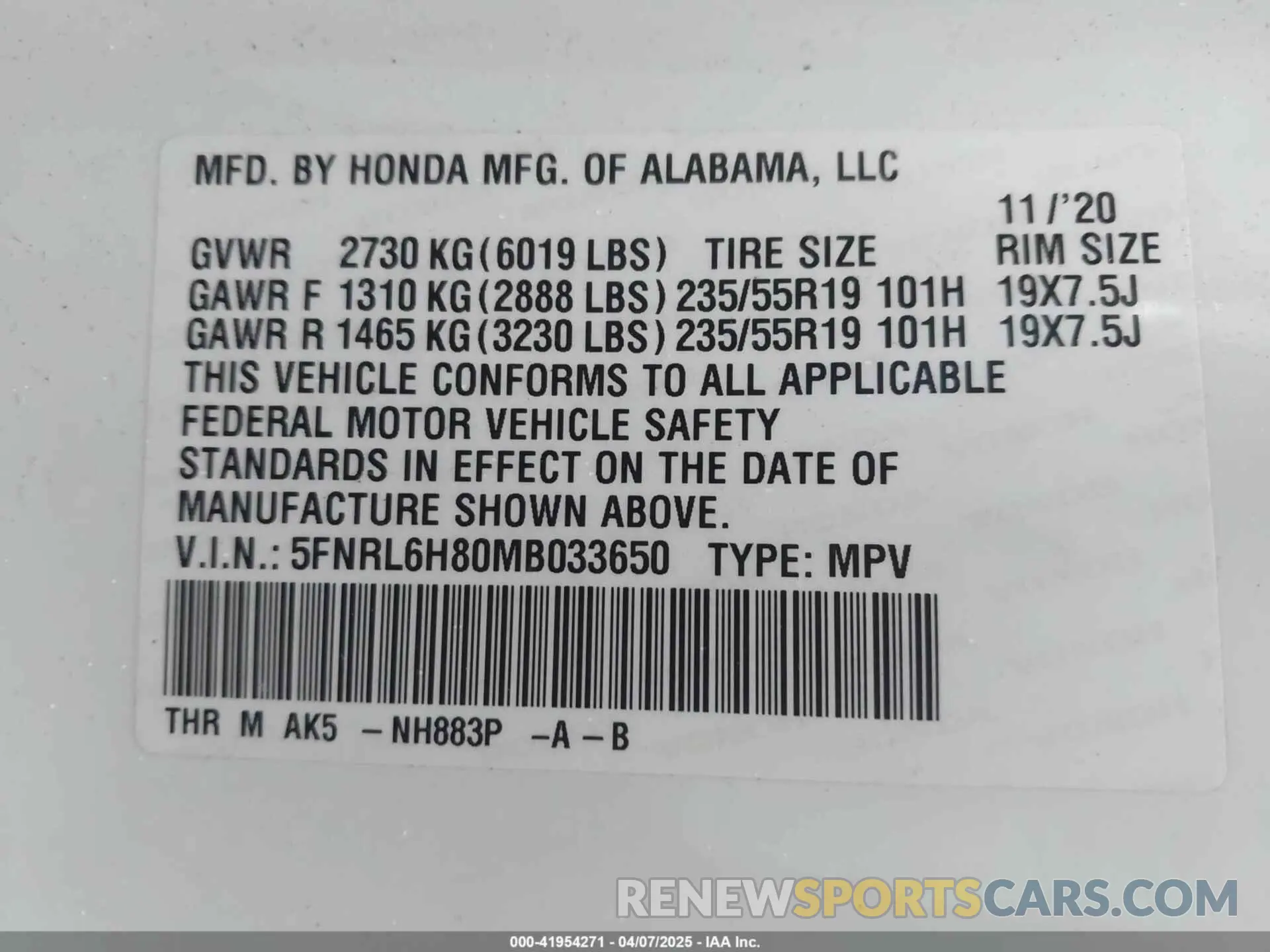 9 Фотография поврежденного автомобиля 5FNRL6H80MB033650 HONDA ODYSSEY 2021