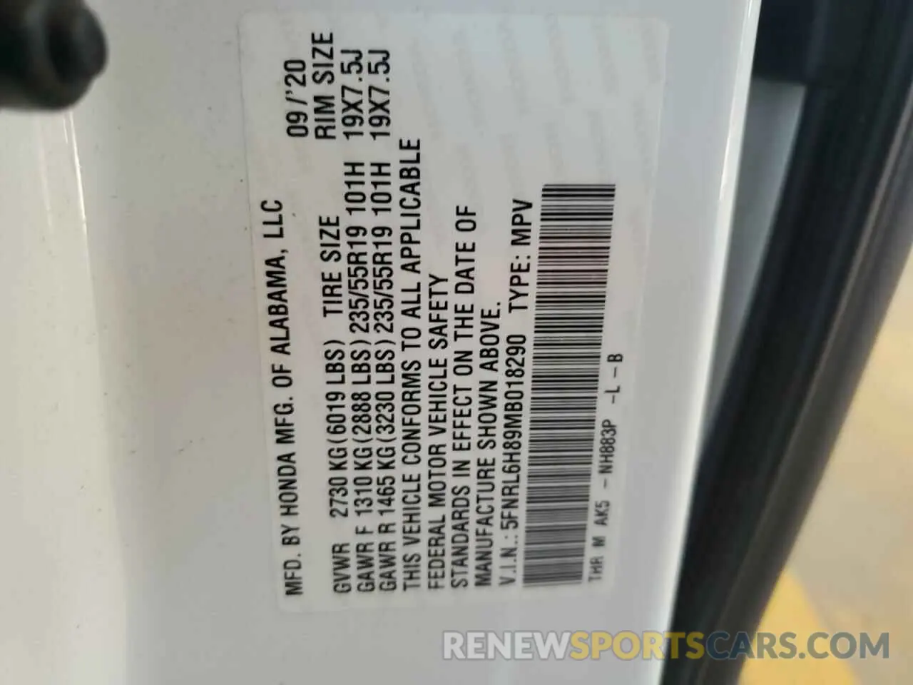 13 Фотография поврежденного автомобиля 5FNRL6H89MB018290 HONDA ODYSSEY 2021
