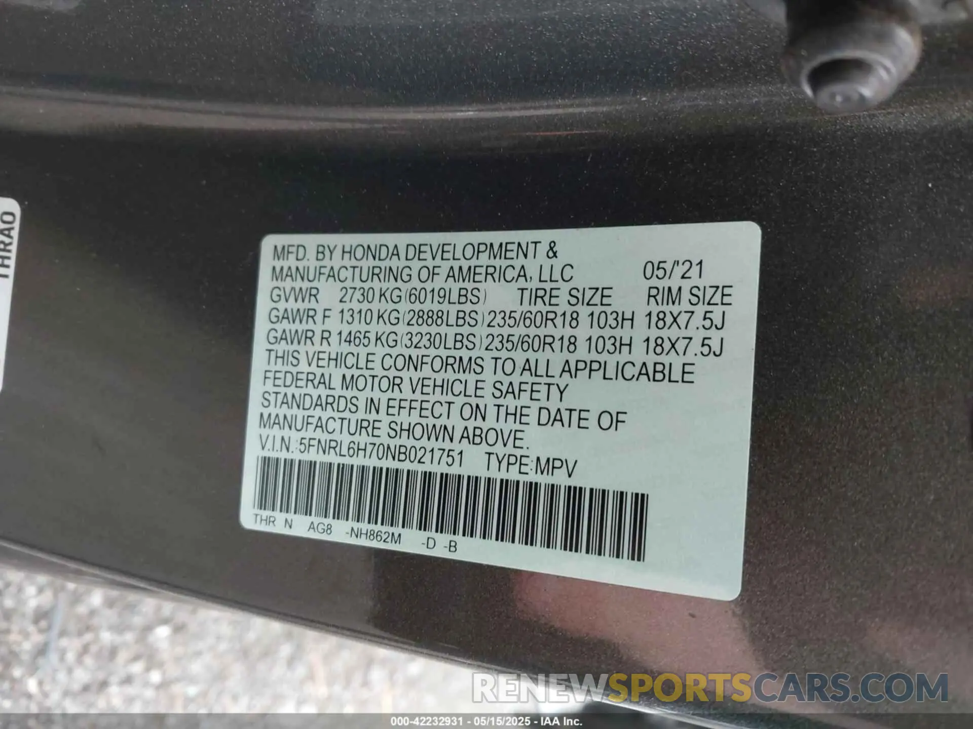 9 Photograph of a damaged car 5FNRL6H70NB021751 HONDA ODYSSEY 2022