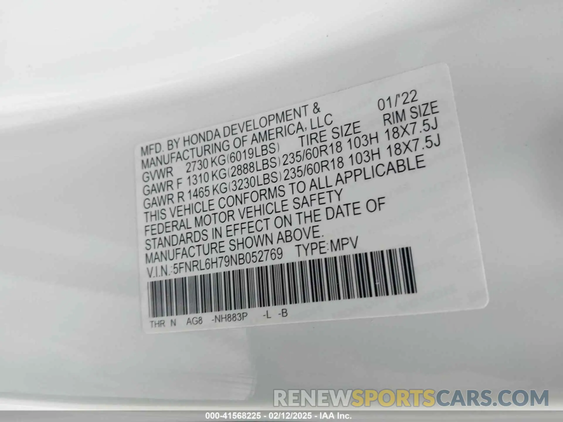9 Photograph of a damaged car 5FNRL6H79NB052769 HONDA ODYSSEY 2022