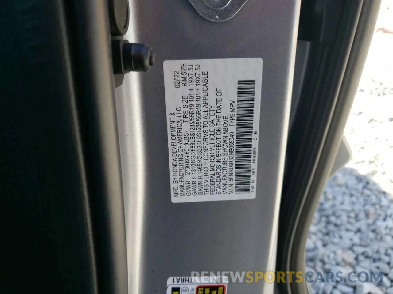 13 Photograph of a damaged car 5FNRL6H83NB055949 HONDA ODYSSEY 2022