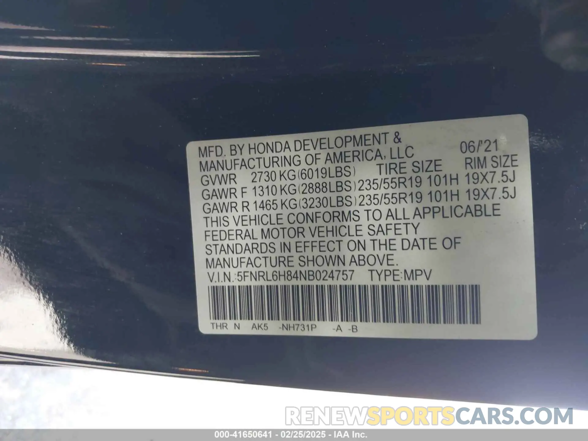 9 Photograph of a damaged car 5FNRL6H84NB024757 HONDA ODYSSEY 2022