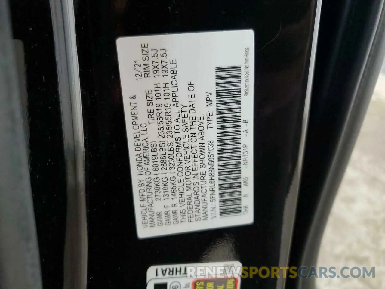 14 Фотография поврежденного автомобиля 5FNRL6H88NB051038 HONDA ODYSSEY 2022