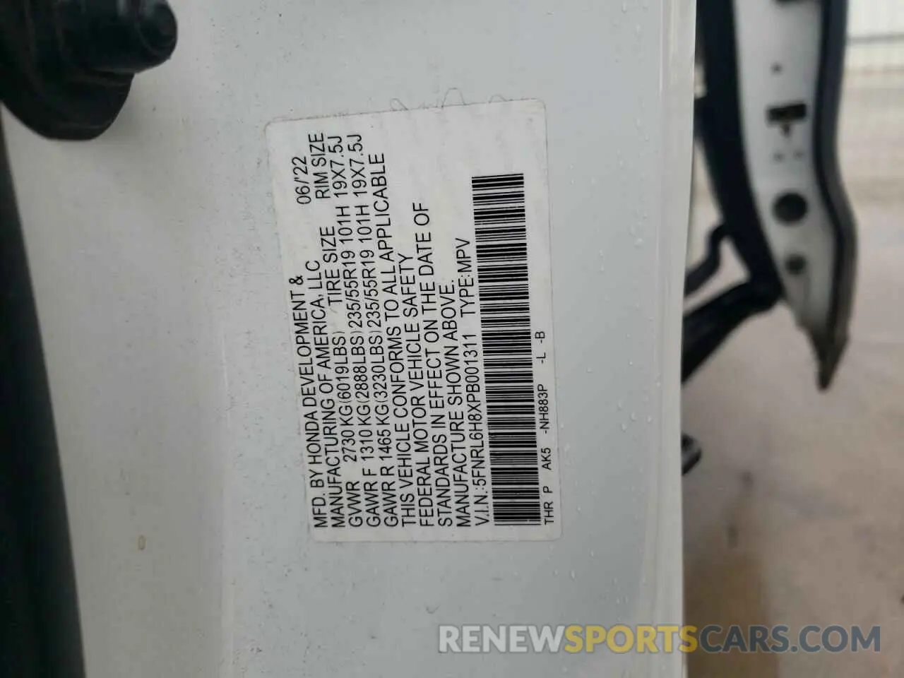 14 Фотография поврежденного автомобиля 5FNRL6H8XPB001311 HONDA ODYSSEY 2023