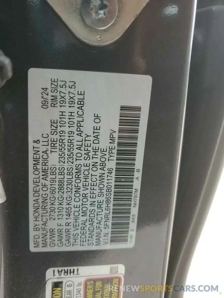15 Фотография поврежденного автомобиля 5FNRL6H86SB011746 HONDA ODYSSEY 2025