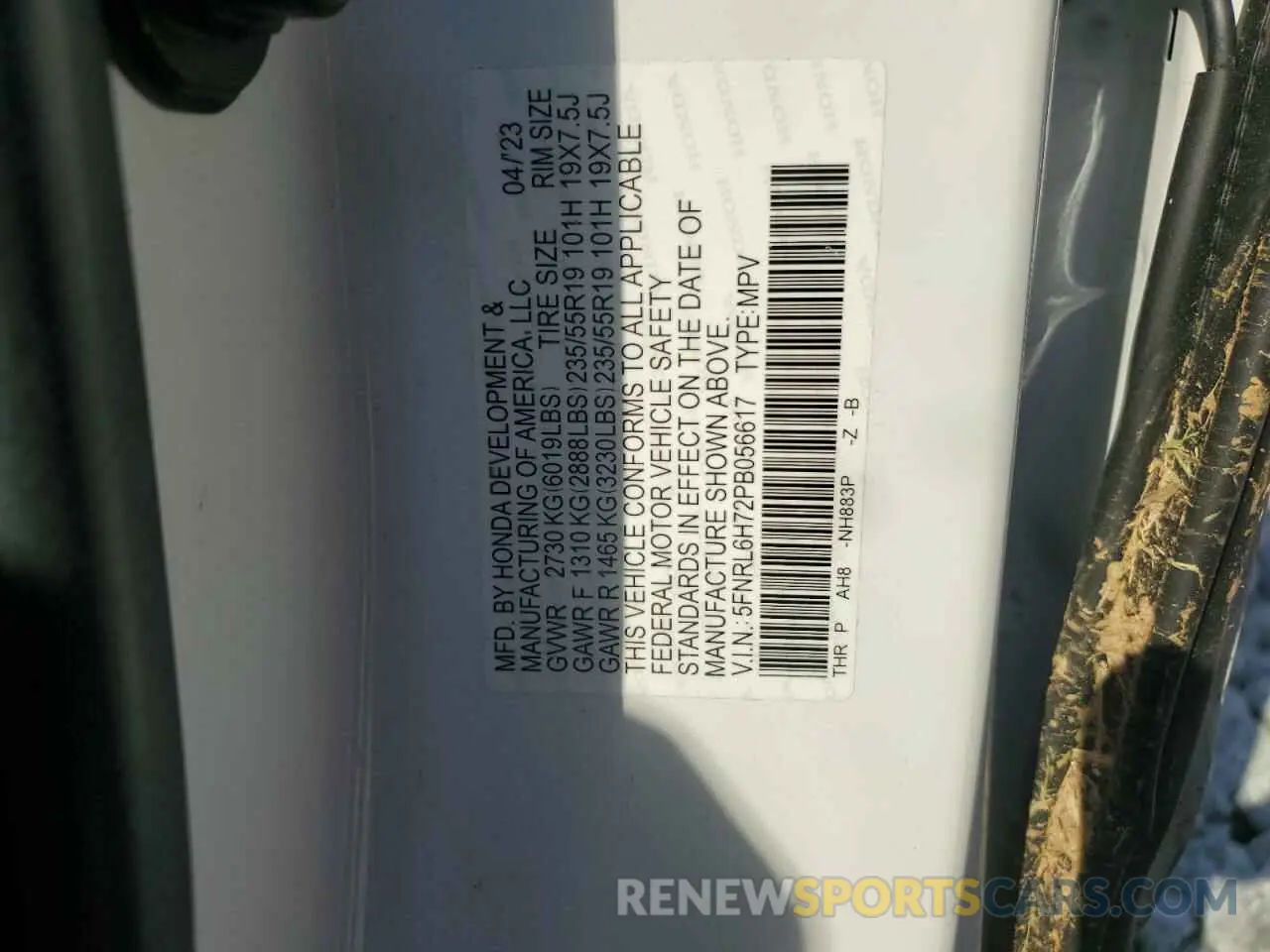13 Фотография поврежденного автомобиля 5FNRL6H72PB056617 HONDA ODYSSEY SP 2023