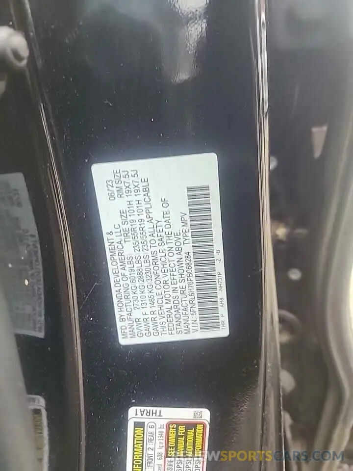 14 Photograph of a damaged car 5FNRL6H76PB068284 HONDA ODYSSEY SP 2023